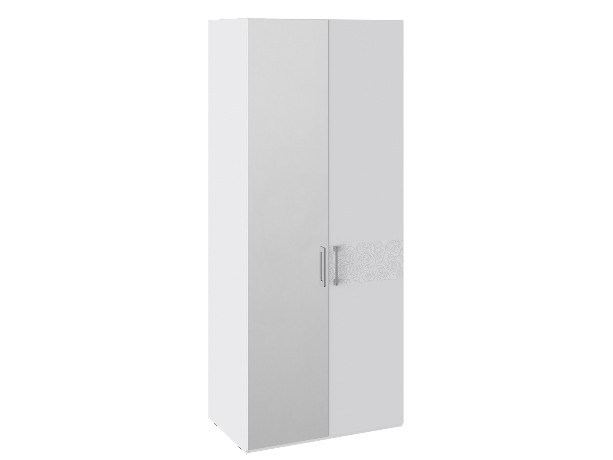 Шкаф для одежды 2-х дверный Скарлет Белый глянец, , Белый, ЛДСП, Зеркало