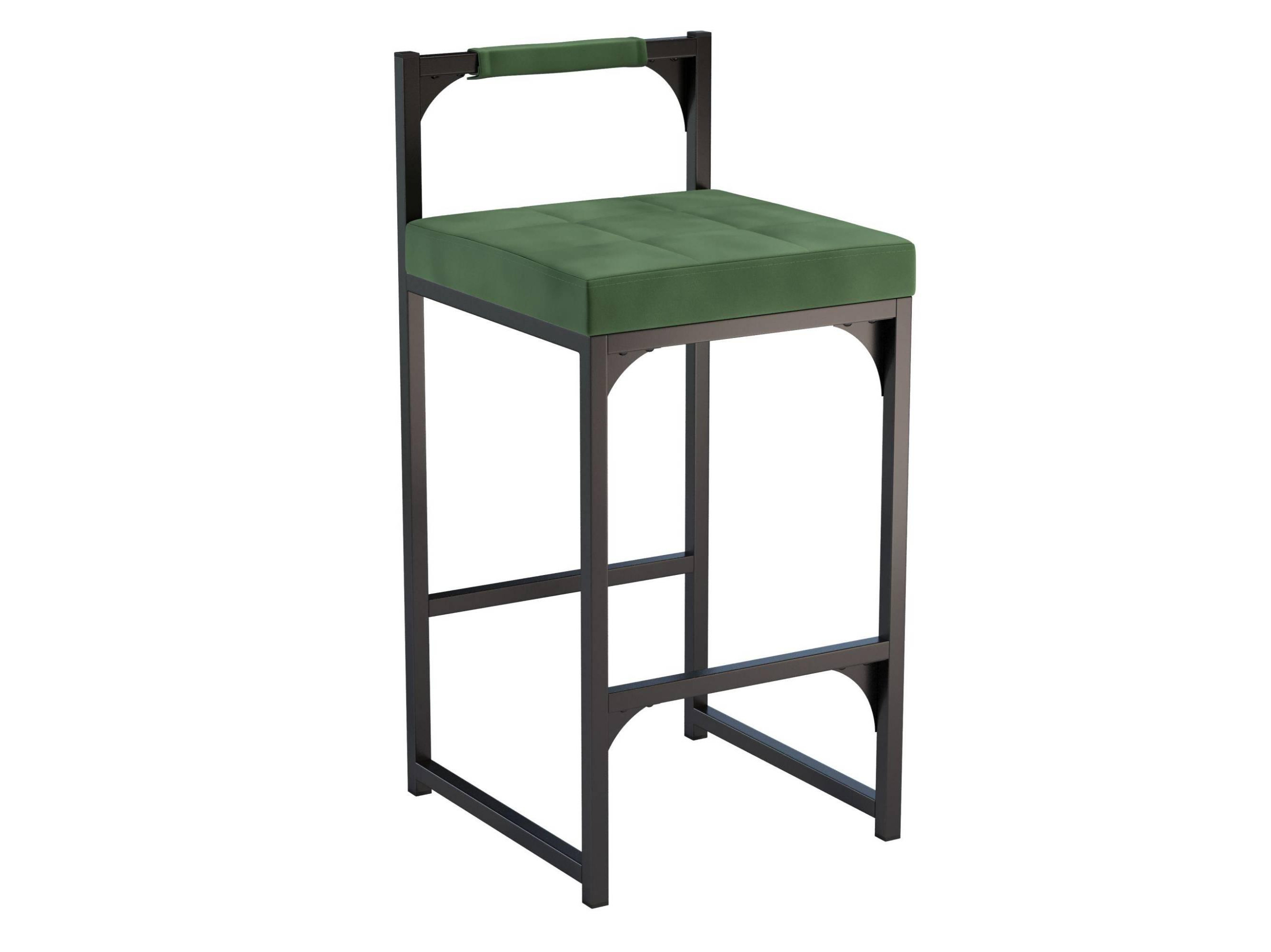 Кантри / стул барный (велюр киото олива/ металл черный) Черный, Металл orion зеленый барный стул зеленый пластик хромированный металл
