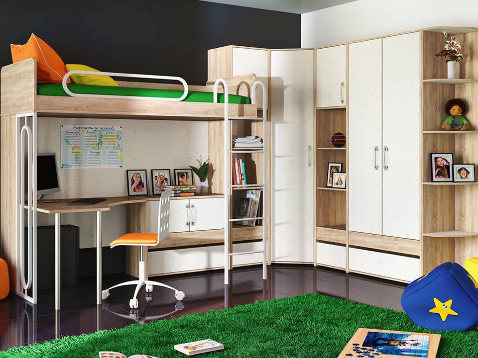 Набор мебели для детской Atlas 4 Хаотичные линии, Бежевый, ЛДСП цена и фото