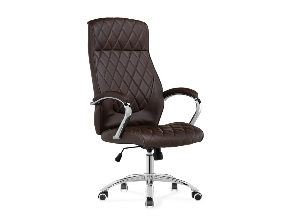 Monte темно-коричневое Компьютерное кресло MebelVia Коричневый, Искусственная кожа, Хромированный металл