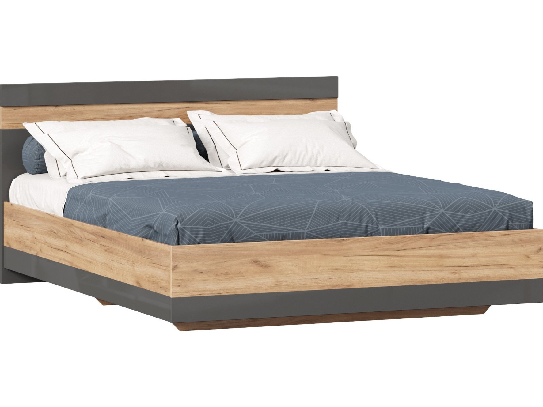 двуспальная кровать стандарт 1600 Фиджи Кровать двуспальная 1600 (Дуб Золотой/Антрацит)
