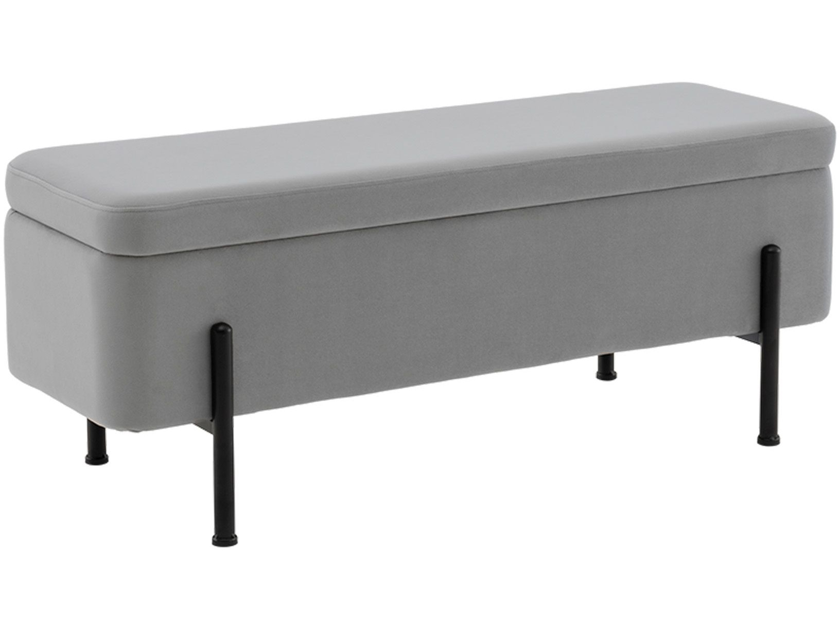 Банкетка STOOL GROUP Болейн с ящиком Велюр серый, черные ножки MebelVia Серый
