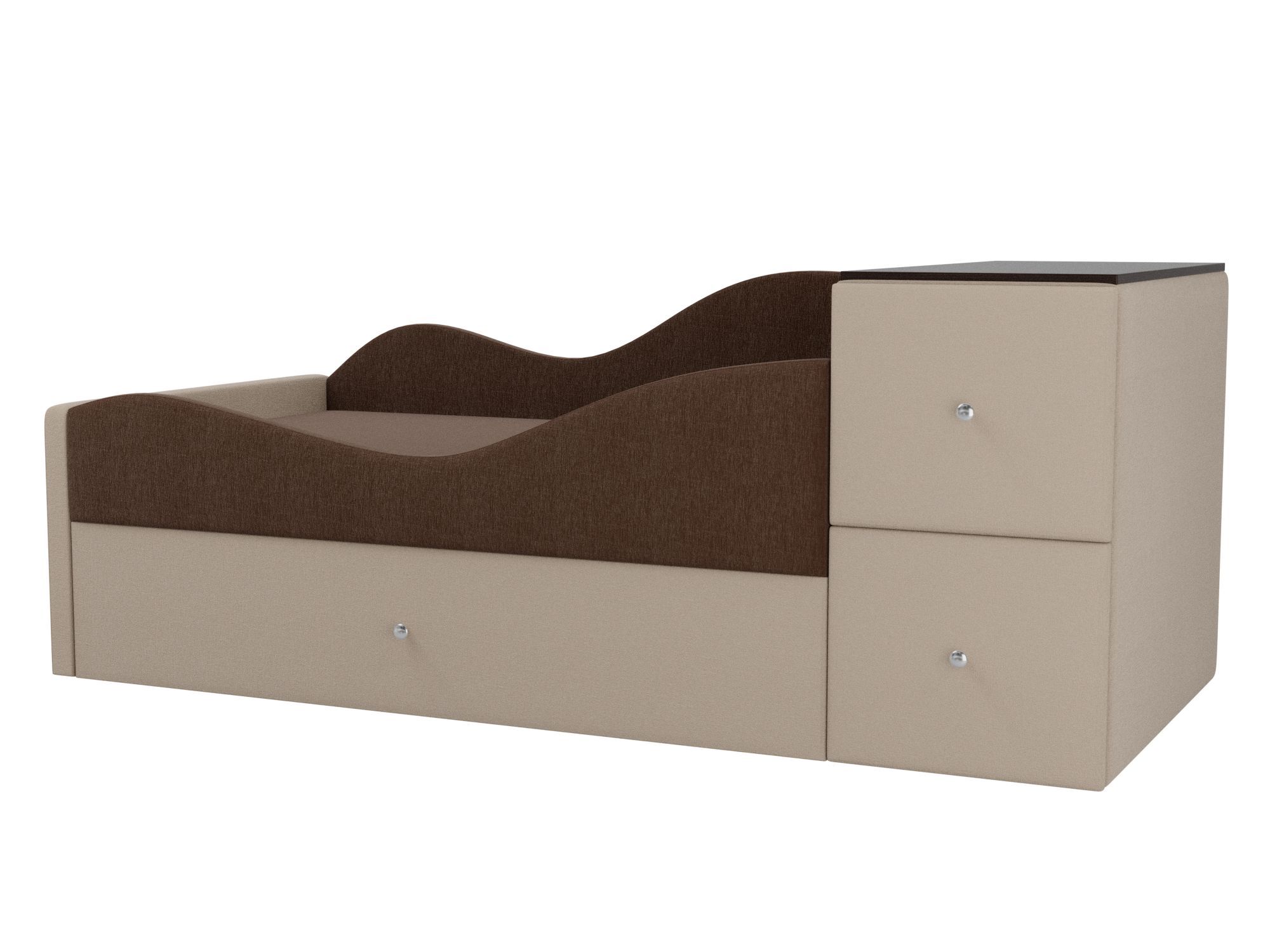 Детская кровать Дельта Левый угол Коричневый, Бежевый, ЛДСП детская кровать мебелико делюкс рогожка коричневый