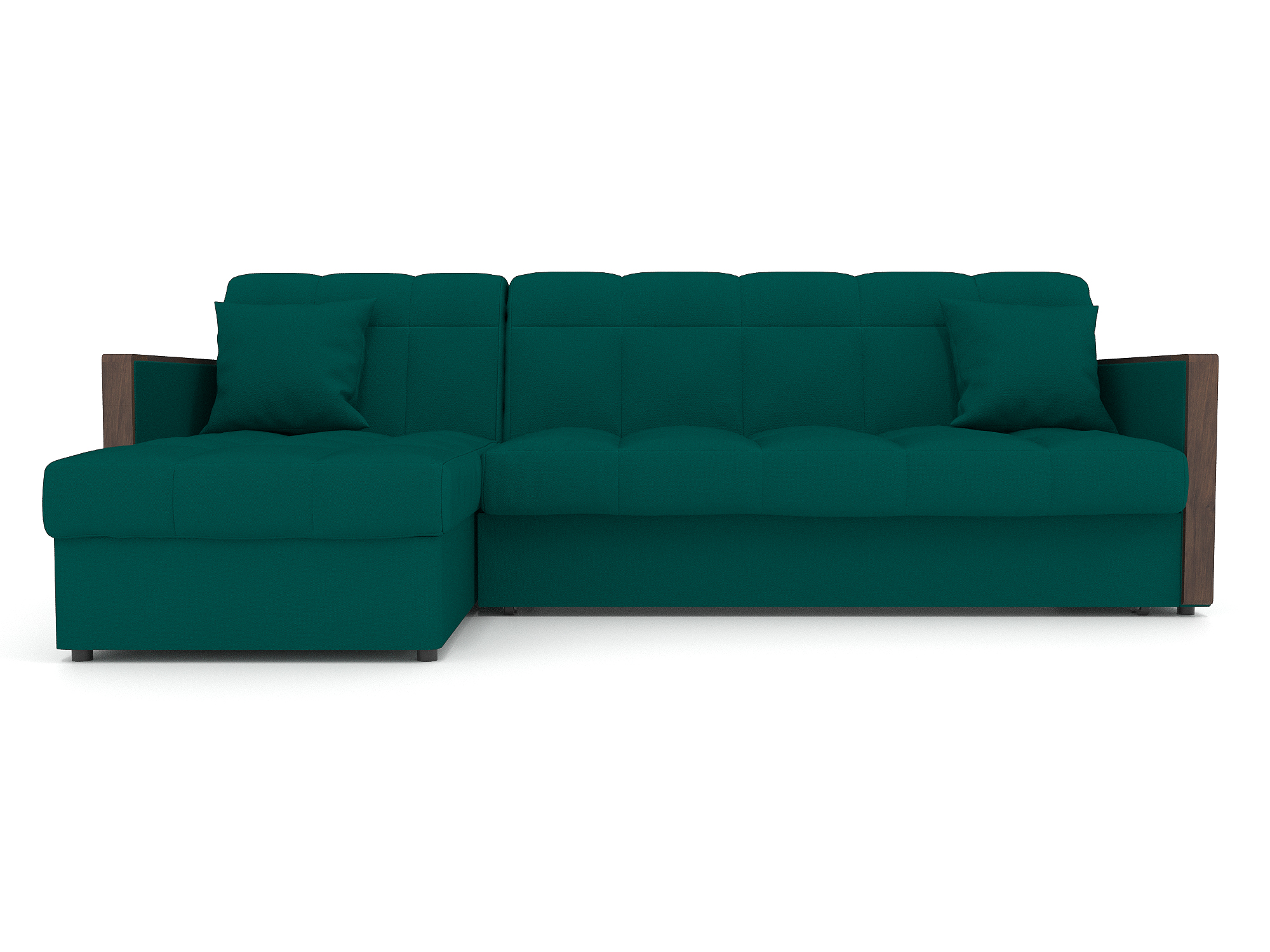 Угловой диван Лион (163х200) MebelVia Темно-зелёный, Велюр, Металл