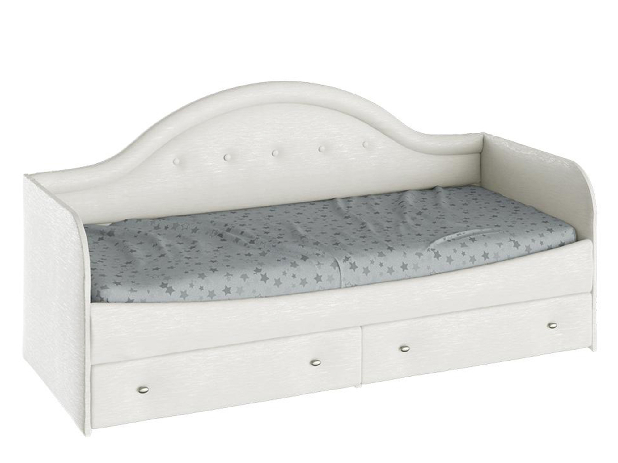 Кровать с мягкой спинкой Адель (80х200) Кремовый, ЛДСП кровать адель мягкая спинка 120 крем