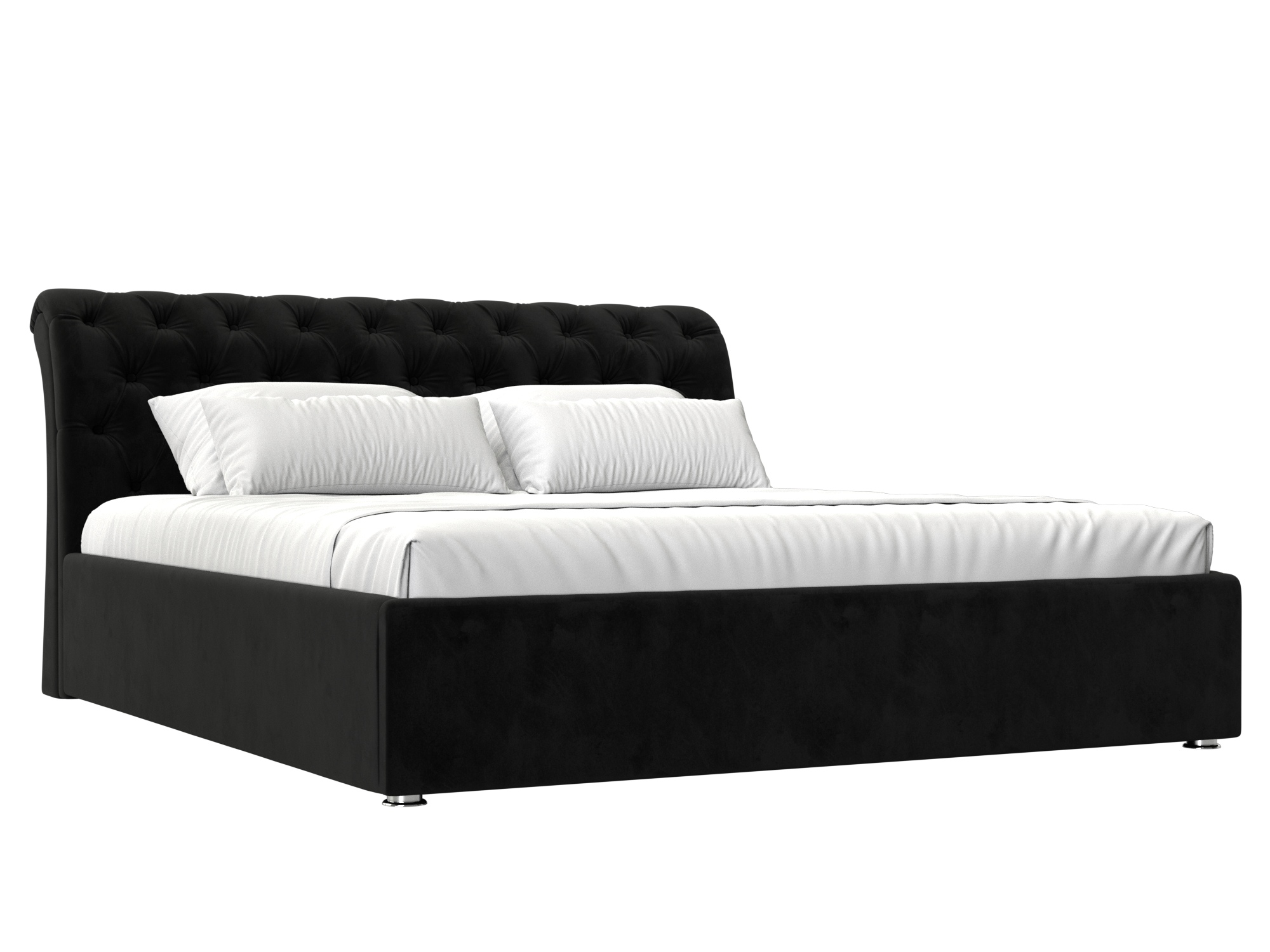кровать мебелико сицилия эко кожа бежевый Кровать Сицилия (160х200) Черный, ЛДСП