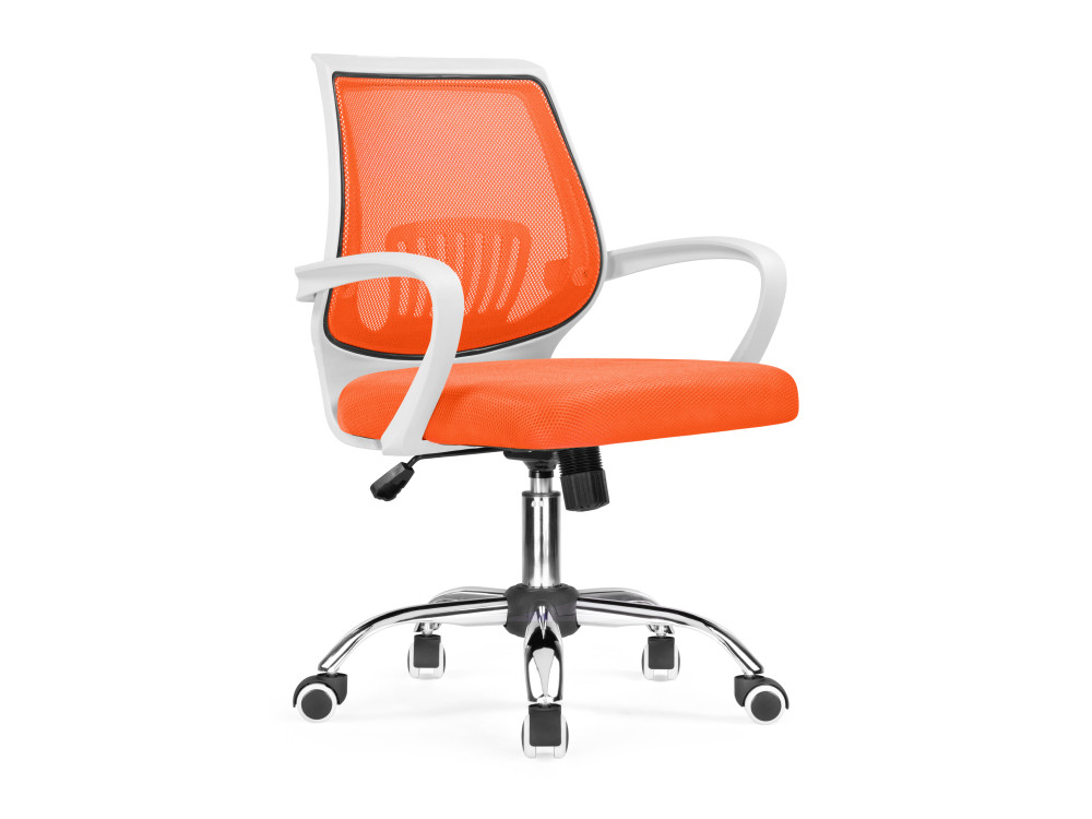 Ergoplus orange / white Компьютерное кресло MebelVia Оранжевый, Ткань, Хромированный металл turin black orange компьютерное кресло mebelvia черный оранжевый ткань пластик