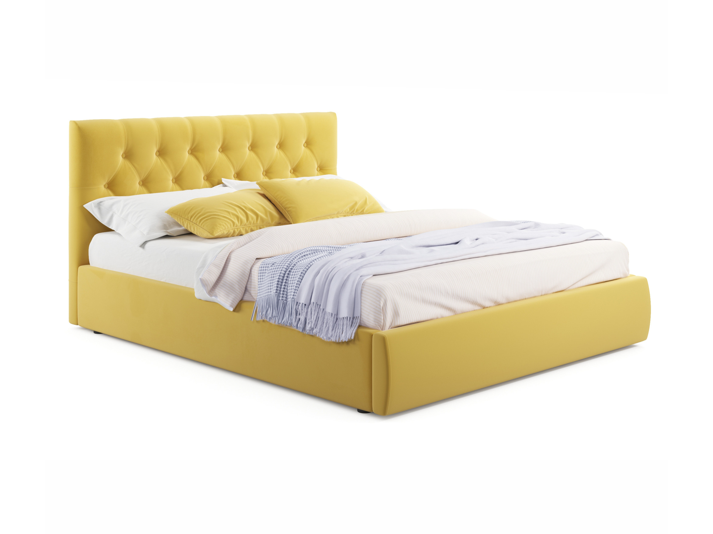 мягкая кровать стефани 1600 с ортопедическим основанием Мягкая кровать Verona 1600 желтая с ортопедическим основанием желтый, Желтый, Велюр, ДСП