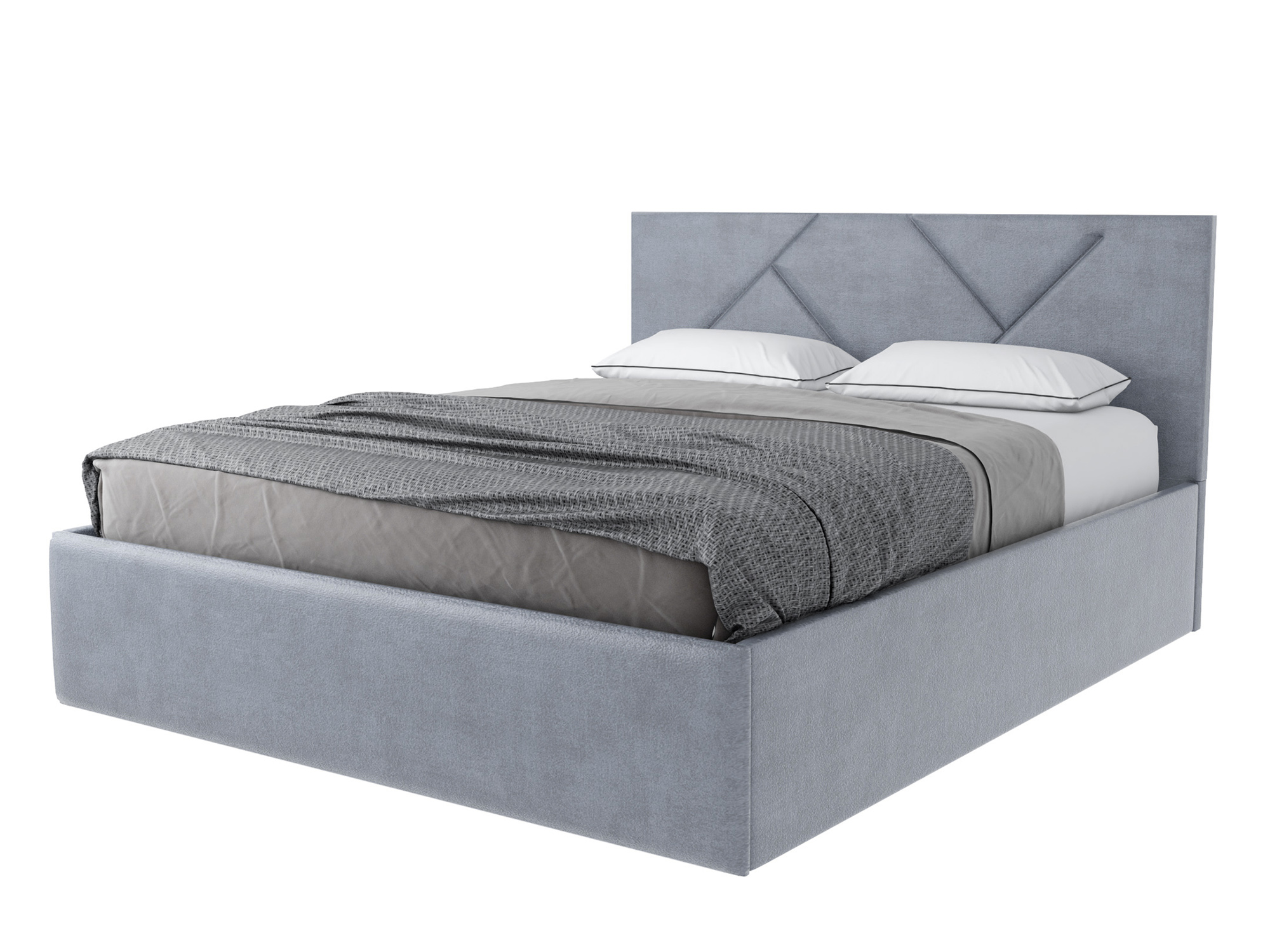 Кровать Лима (180х200) с ПМ Серо-голубой, ЛДСП, Брус