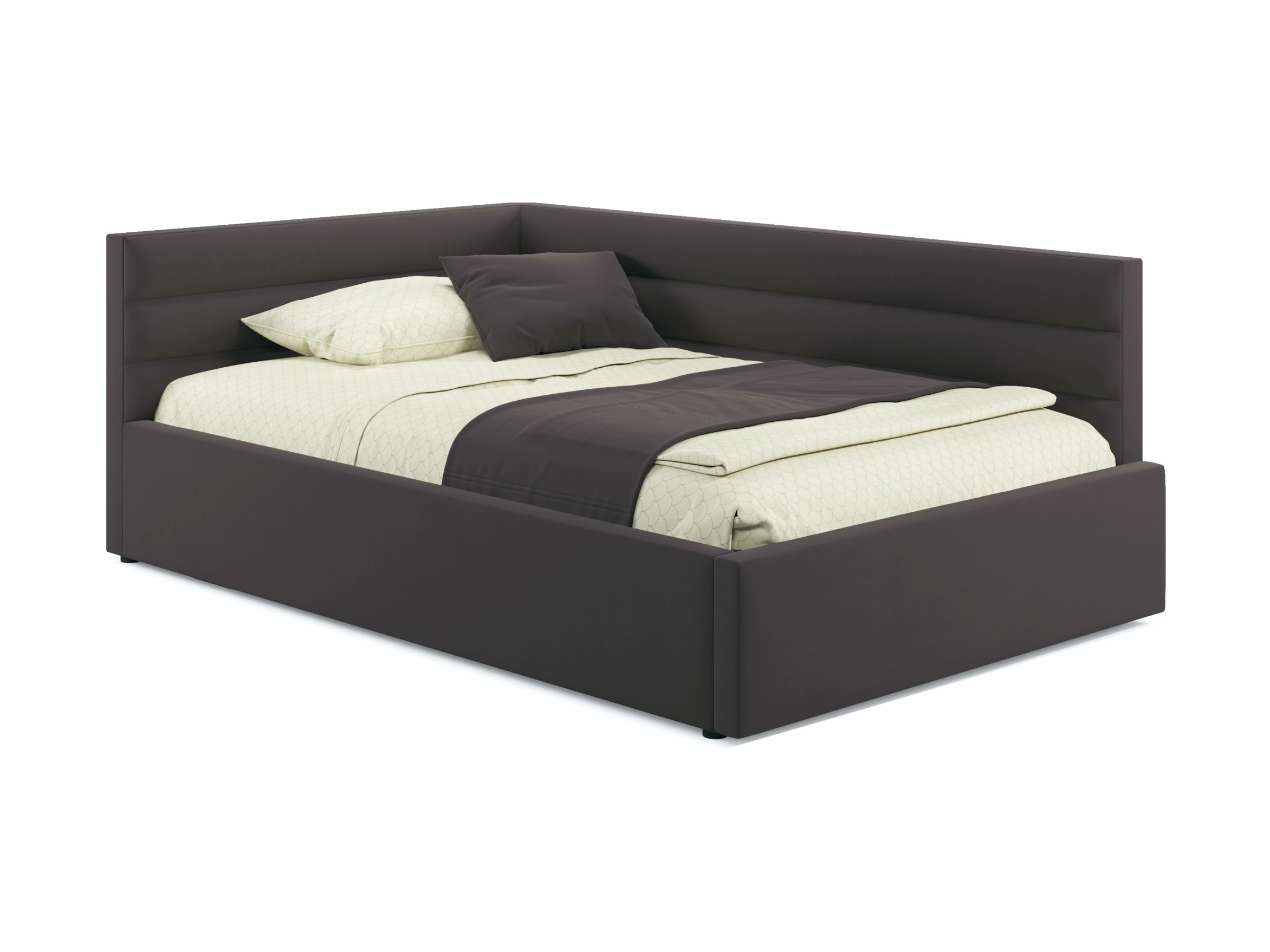 Мягкая кровать Aura 1200 шоколад с подъемным механизмом шоколад, Коричневый, Велюр