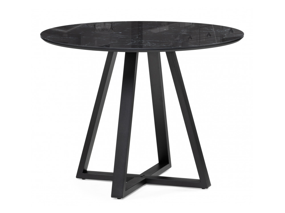 Норфолк 100 черный мрамор / черный Стол стеклянный Черный, Металл стеклянный стол анселм обсидиан черный стол черный металл