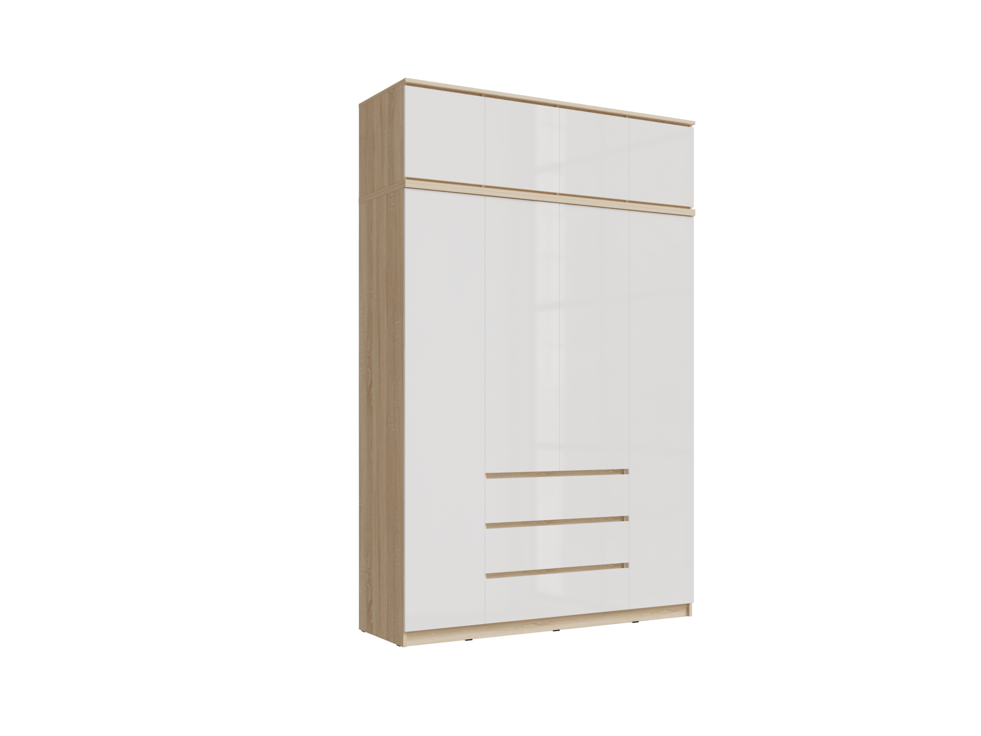 Челси Шкаф 1600 + антресоль 1600 (Белый глянец, Дуб Сонома) Белый, ЛДСП