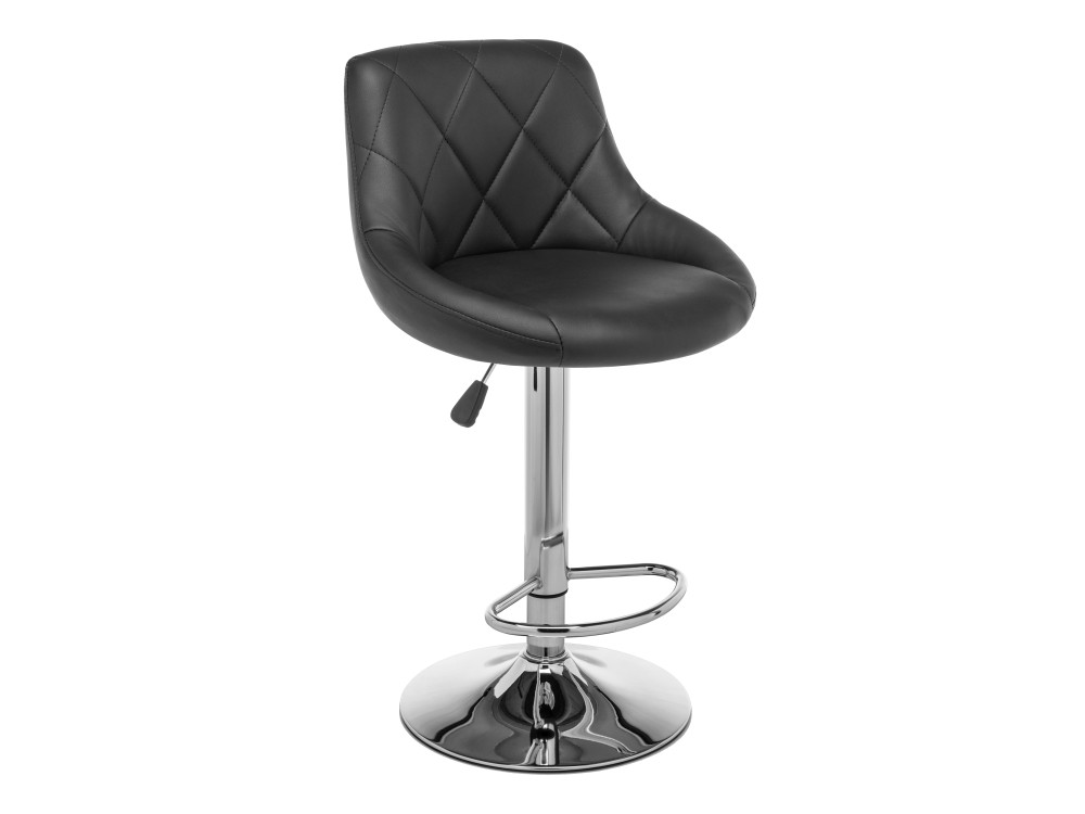 Curt черный Барный стул Черный кожзам, Хромированный металл curt бежевый барный стул бежевый кожзам хромированный металл