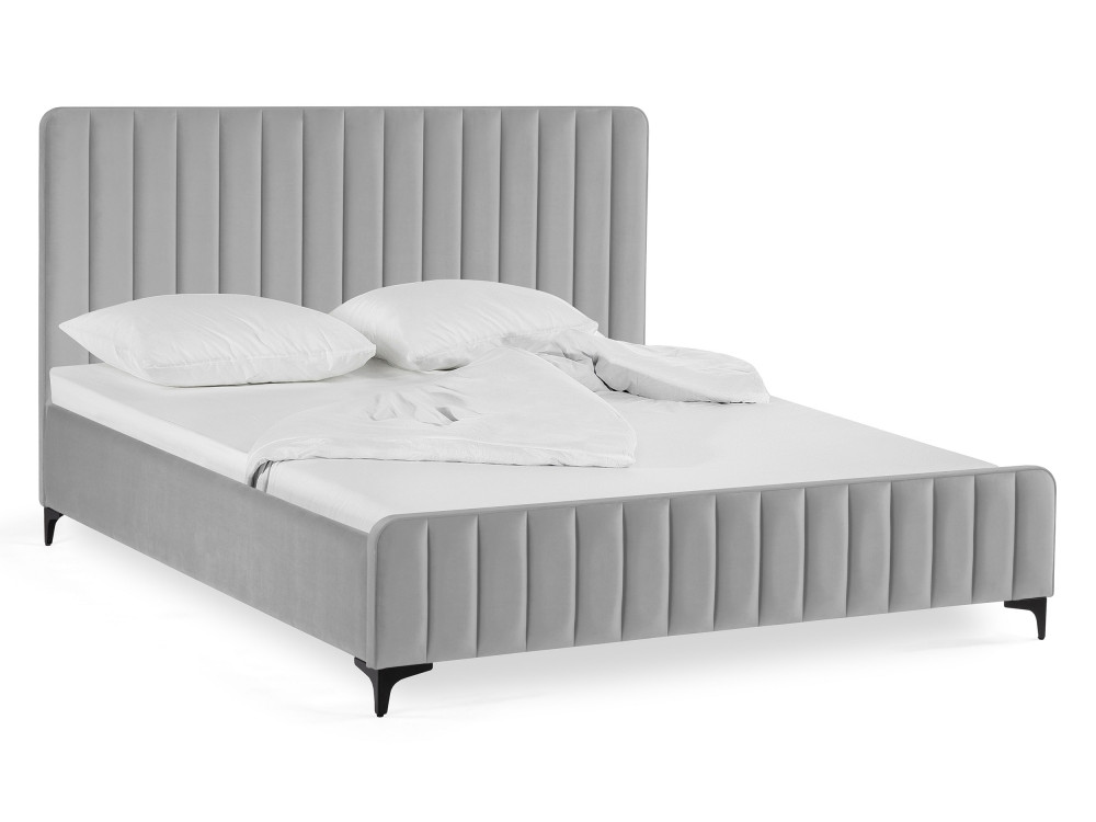 кровать аврора без пм 160 × 200 см со встроенным основанием цвет сонома белый Амелия 160х200 без ПМ светло-серая Кровать Серый, ДСП