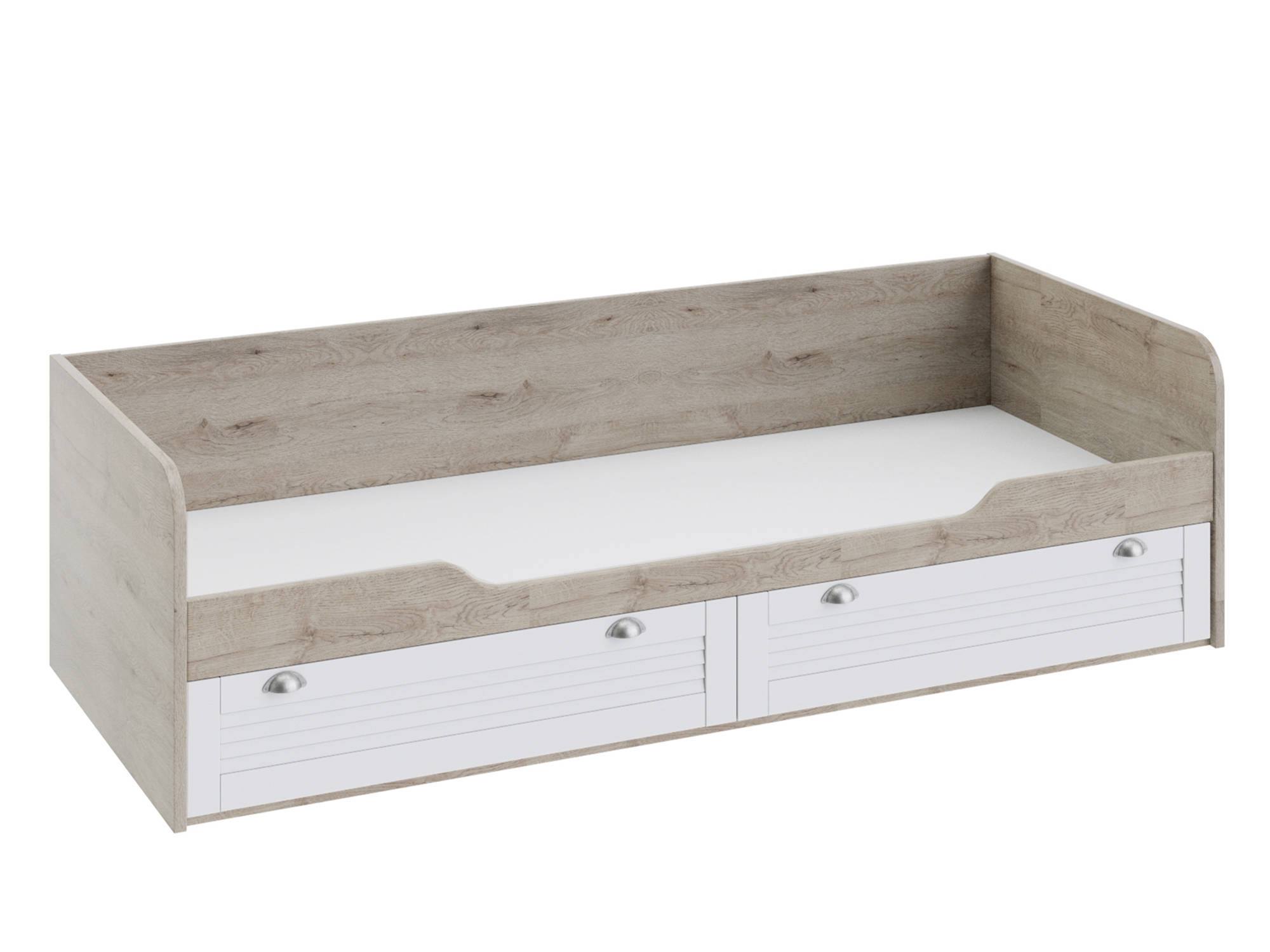 Кровать с 2 ящиками Ривьера (80х200) Белый, Бежевый, МДФ, ЛДСП, Кромка A