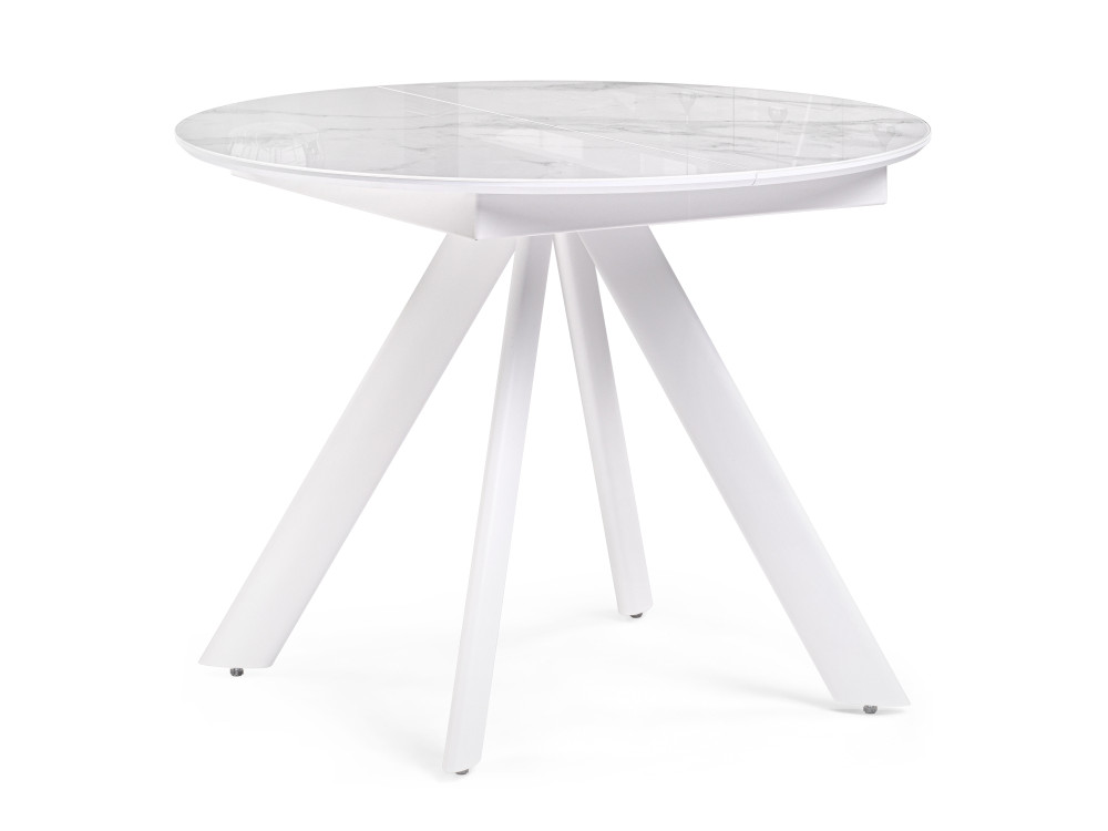 Галвестон 100х76 белый мрамор / белый Стол стеклянный Белый, Металл ален 90 белый стол стеклянный белый металл