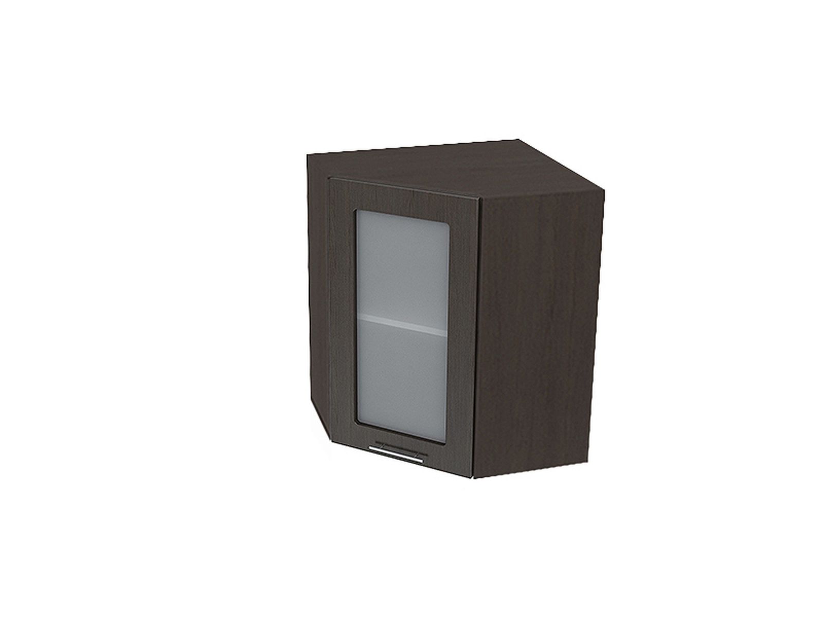 Шкаф навесной угловой со стеклом 590 Валерия М Венге, Коричневый темный, МДФ, Стекло, ЛДСП
