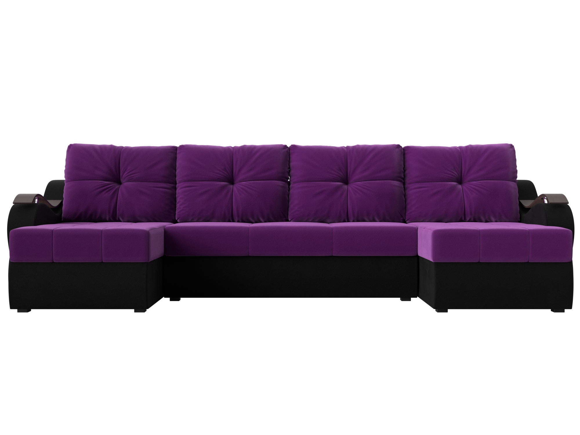 П-образный диван Меркурий MebelVia Фиолетовый, Черный, Микровельвет, ДСП, ЛДСП