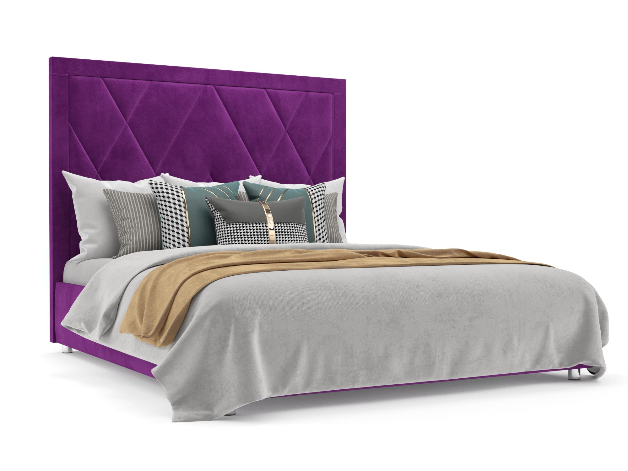 Кровать Треви (140х190) Фиолетовый, ДСП, Брус сосны