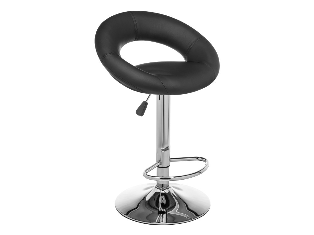 Oazis черный Барный стул Черный кожзам, Хромированный металл turit черный барный стул серый хромированный металл