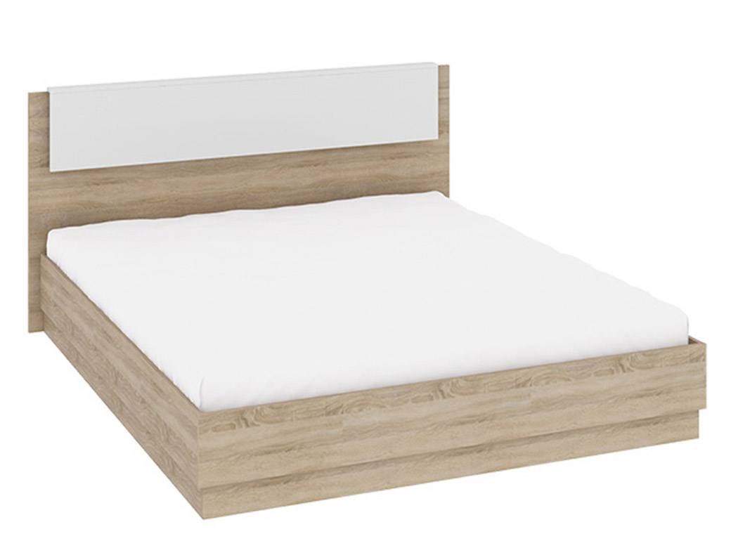 кровать артмебель ларго эко кожа белый Кровать Ларго (160х200) с ПМ Бежевый, ЛДСП