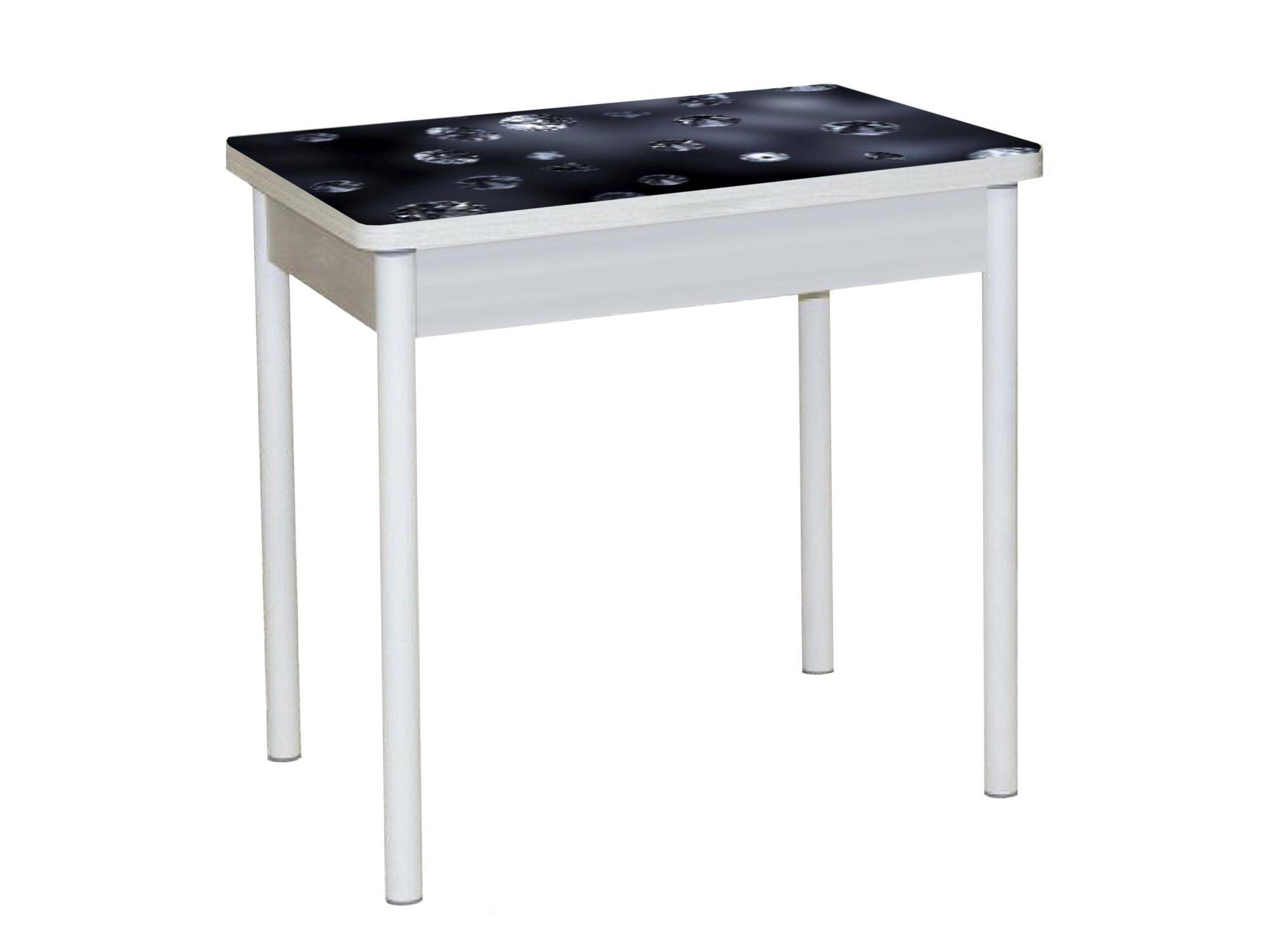 Стол обеденный поворотно раскладной фотопечать БРОНКС / бетон белый Кристаллы / опора круглая муар белый стол обеденный раскладной с ящиком белый сосна белая белый
