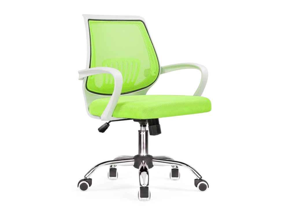 Ergoplus green / white Компьютерное кресло MebelVia Зеленый, Ткань, Хромированный металл ergoplus белое голубое компьютерное кресло серый пластик хромированный металл