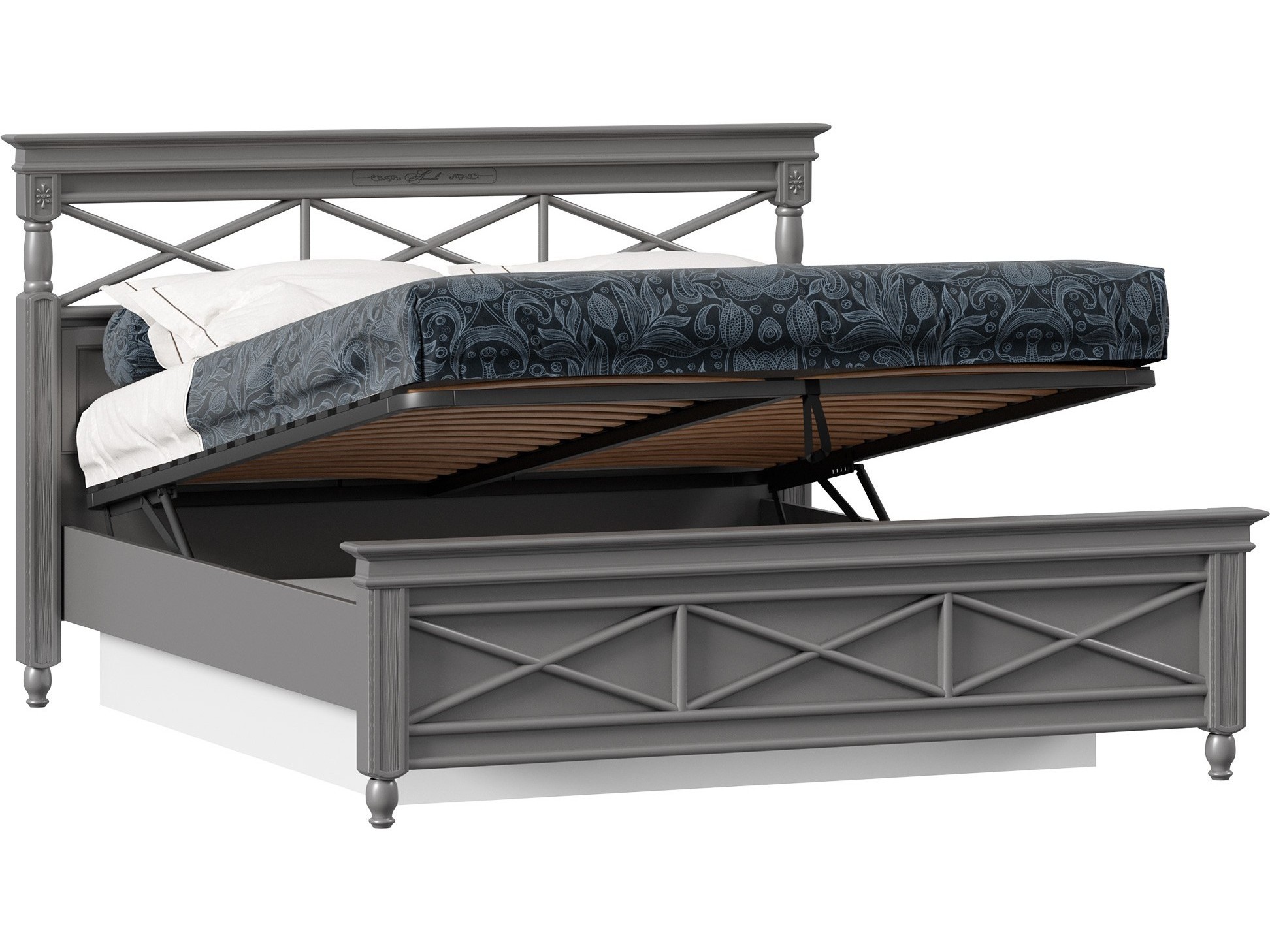 Амели Кровать двуспальная 1600 с подъемным механизмом (Оникс Серый) мягкая бежевая двуспальная кровать амели 1600 с ортоп