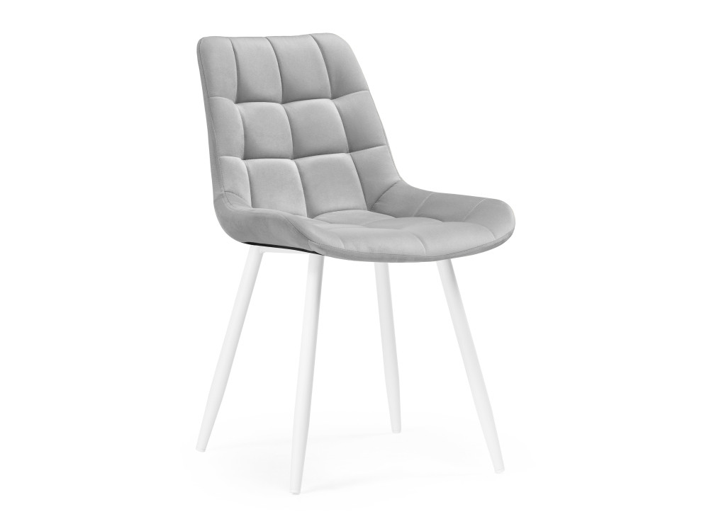 Челси велюр светло-серый / белый Стул Белый, Окрашенный металл челси темно серый белый стул белый окрашенный металл