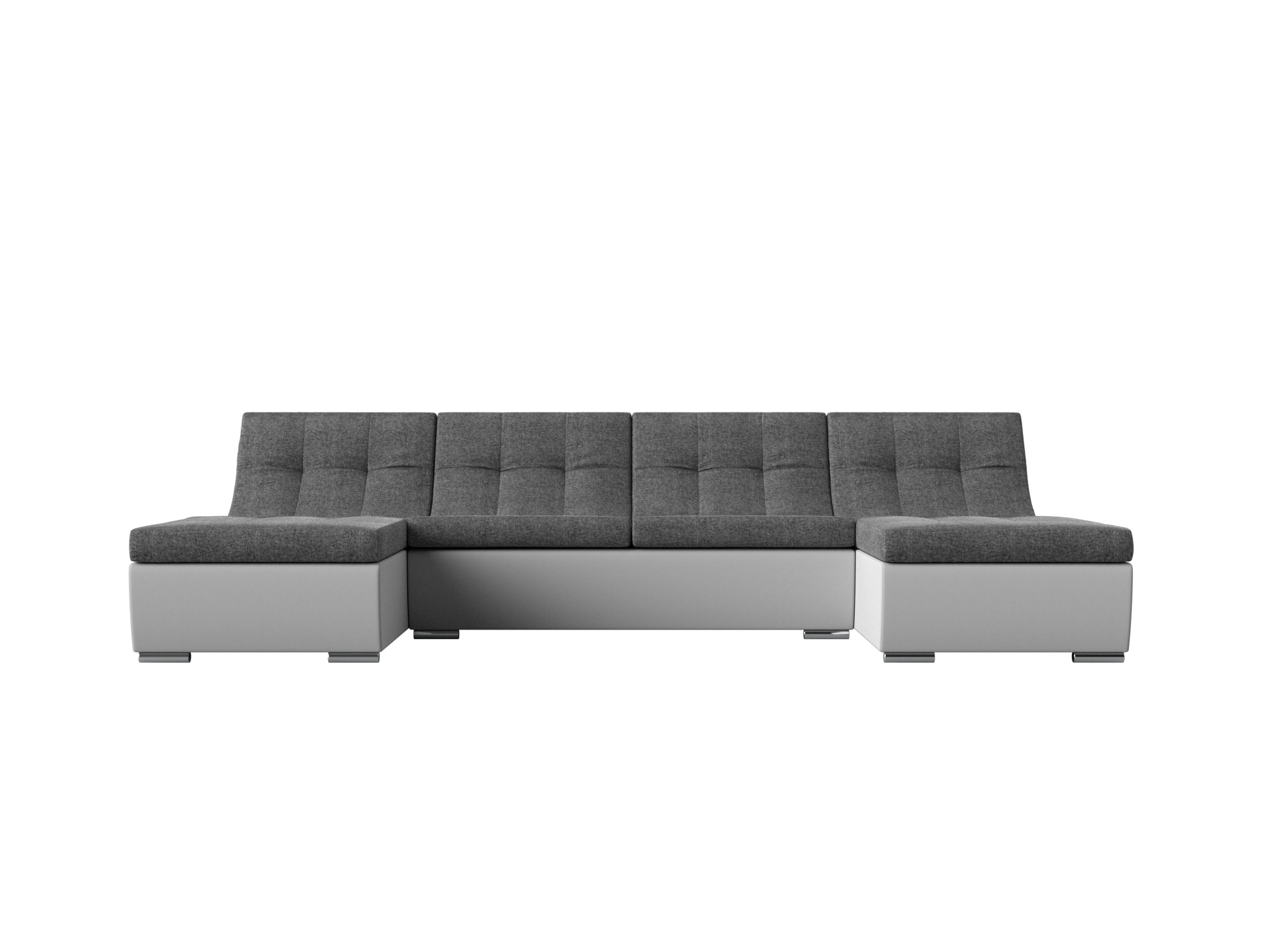 П-образный модульный диван Монреаль MebelVia Серый, Белый, Рогожка