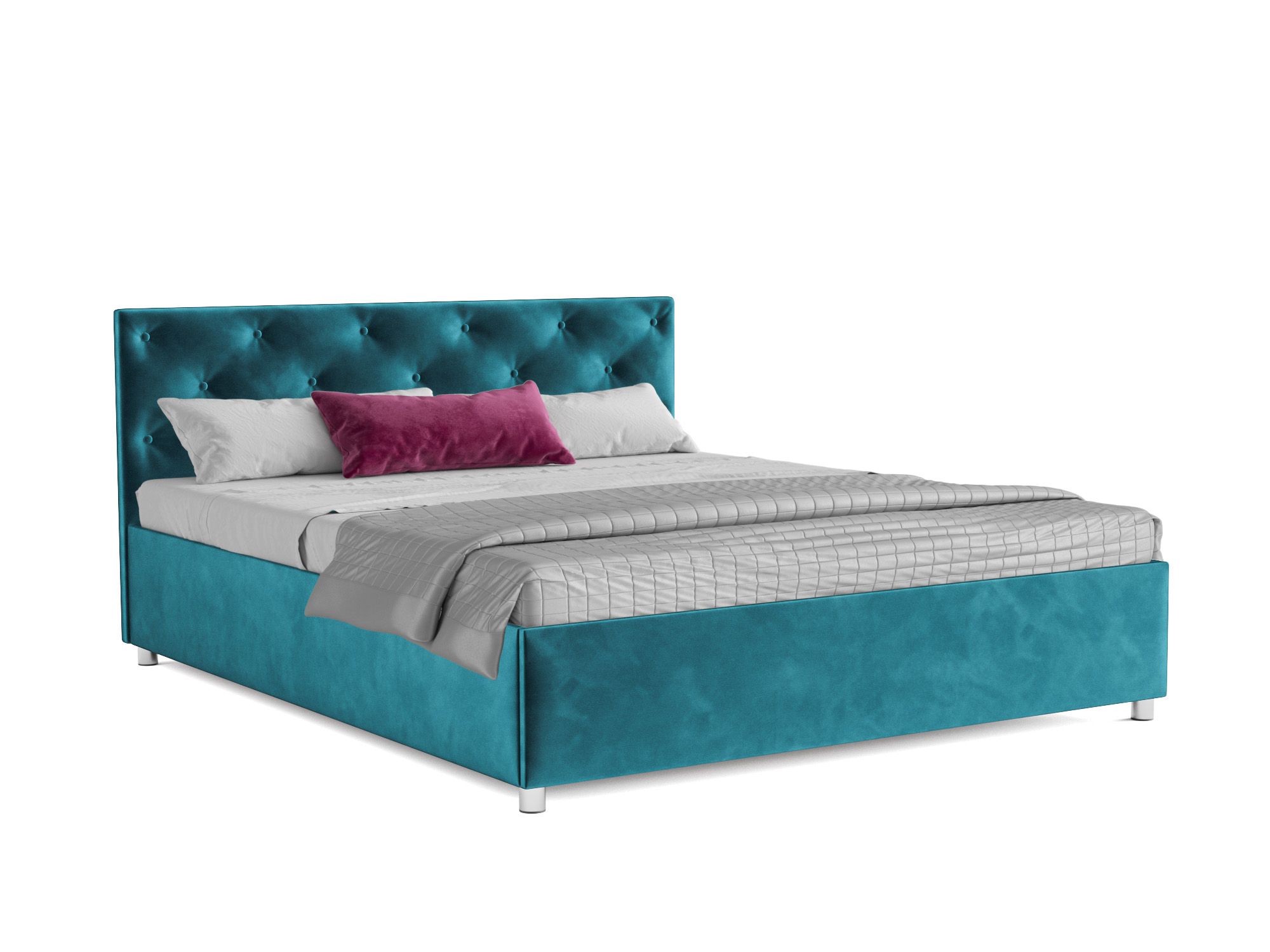 Кровать Классик (160х190) Сине-зеленый, ДСП, Брус сосны 28090