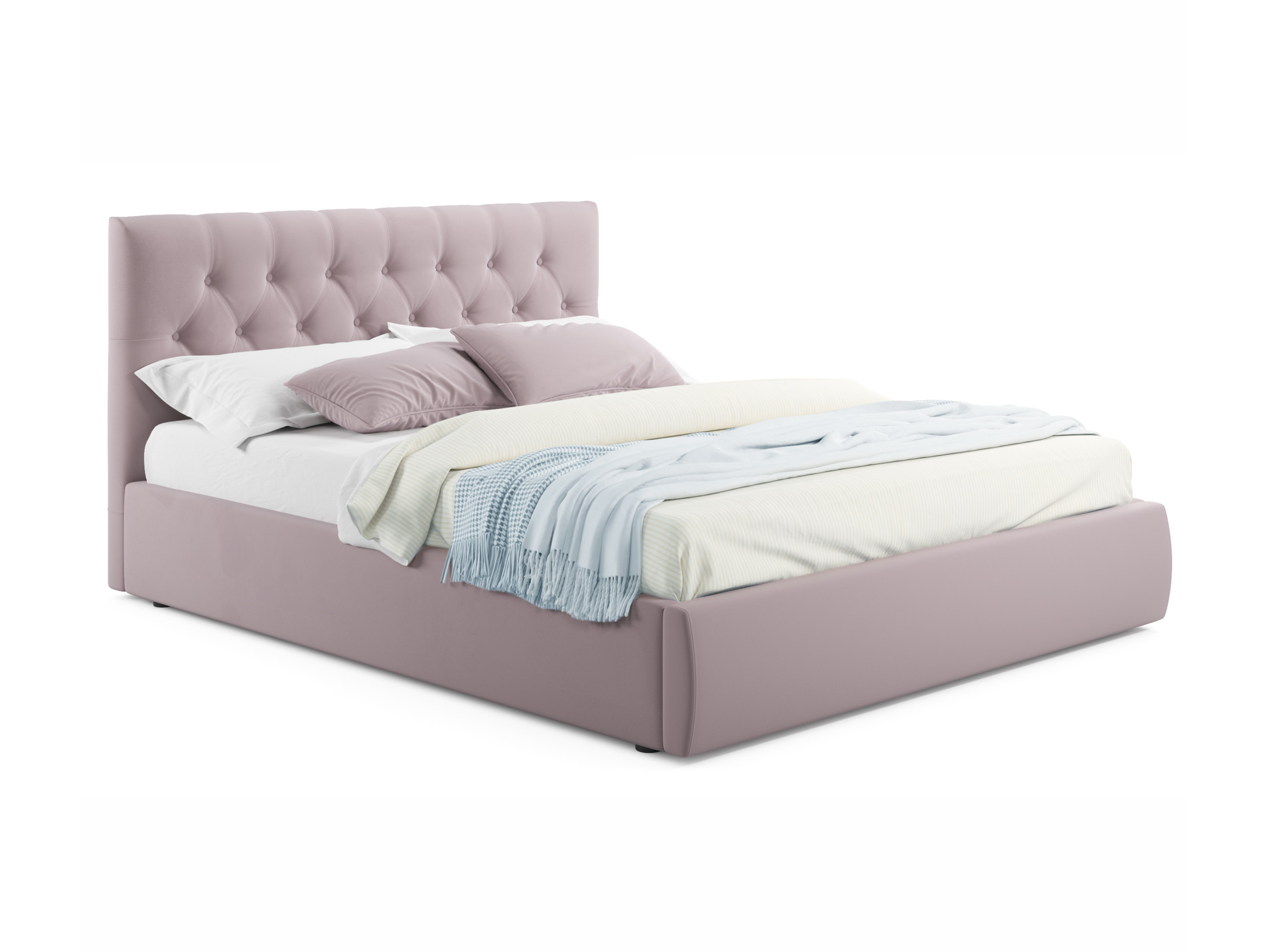 Мягкая кровать Verona 1600 лиловая с ортопедическим основанием лиловый, Фиолетовый, Велюр, ДСП