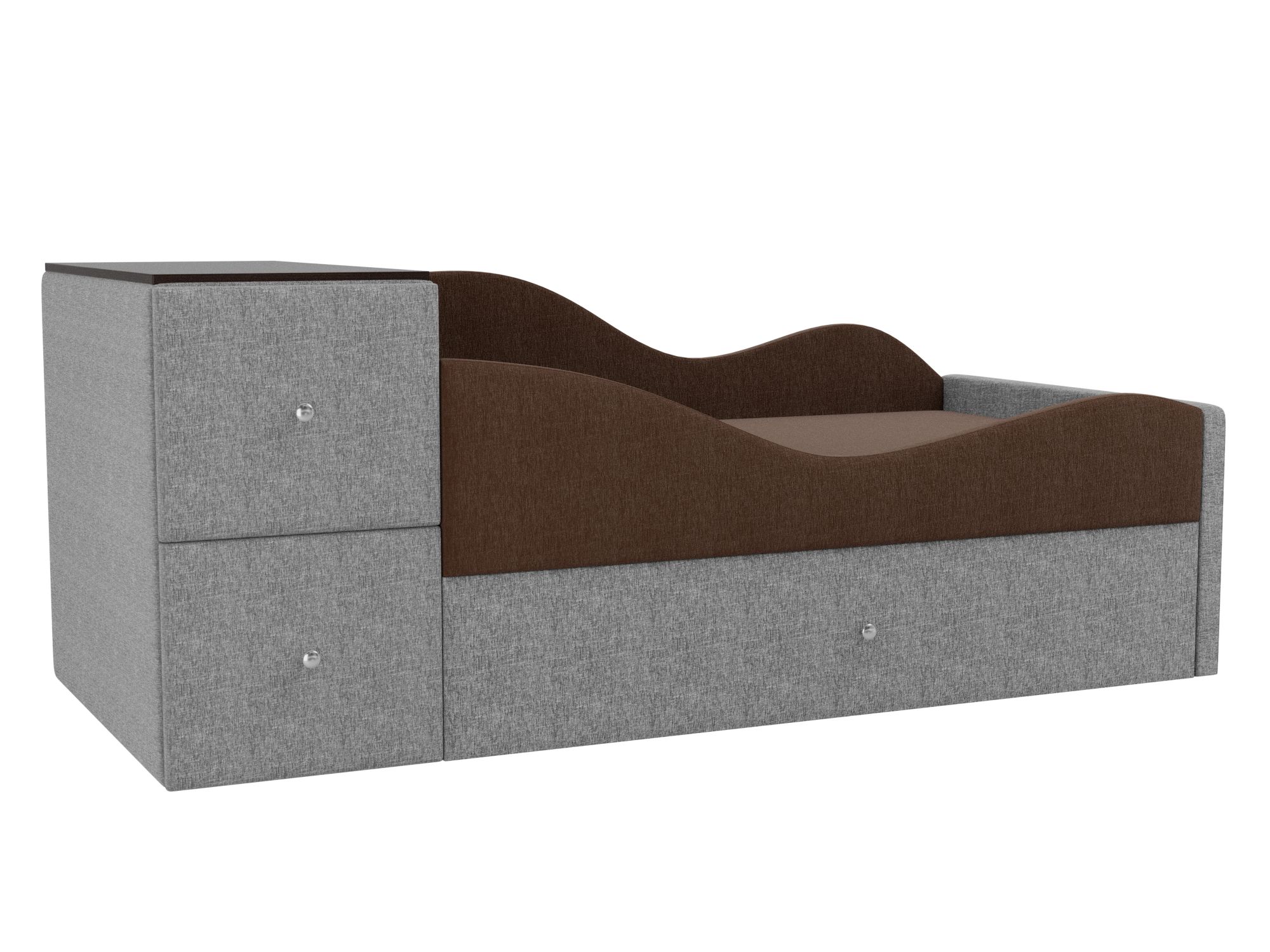 Детская кровать Дельта Правый угол Коричневый, Серый, ЛДСП детская кровать мебелико делюкс рогожка коричневый