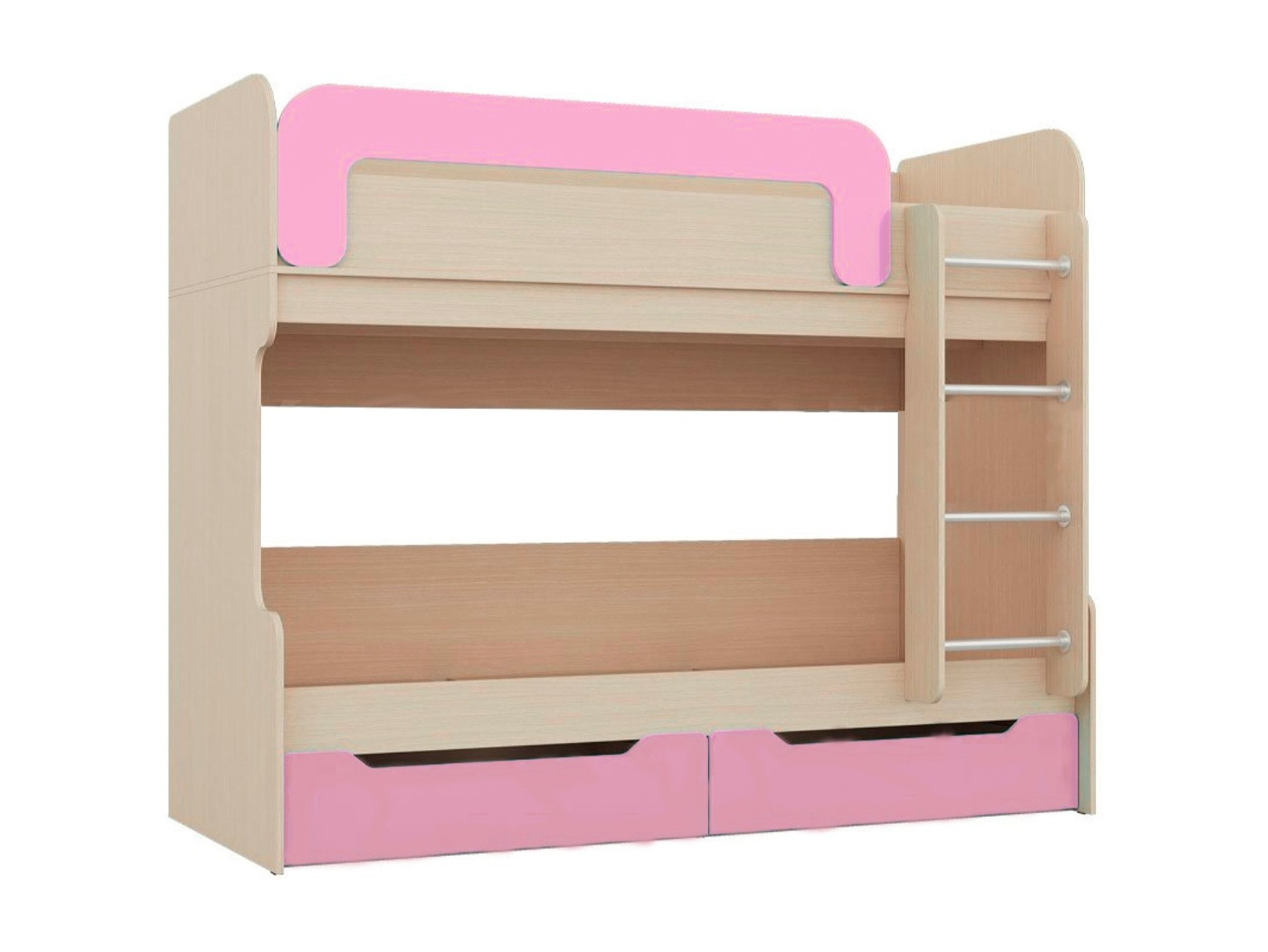Юниор-1 Двухъярусная кровать 80, розовый (Розовый металлик, Дуб белёный) Розовый металлик, ЛДСП двухъярусная кровать юниор 6 дуб молочный голубой бежевый