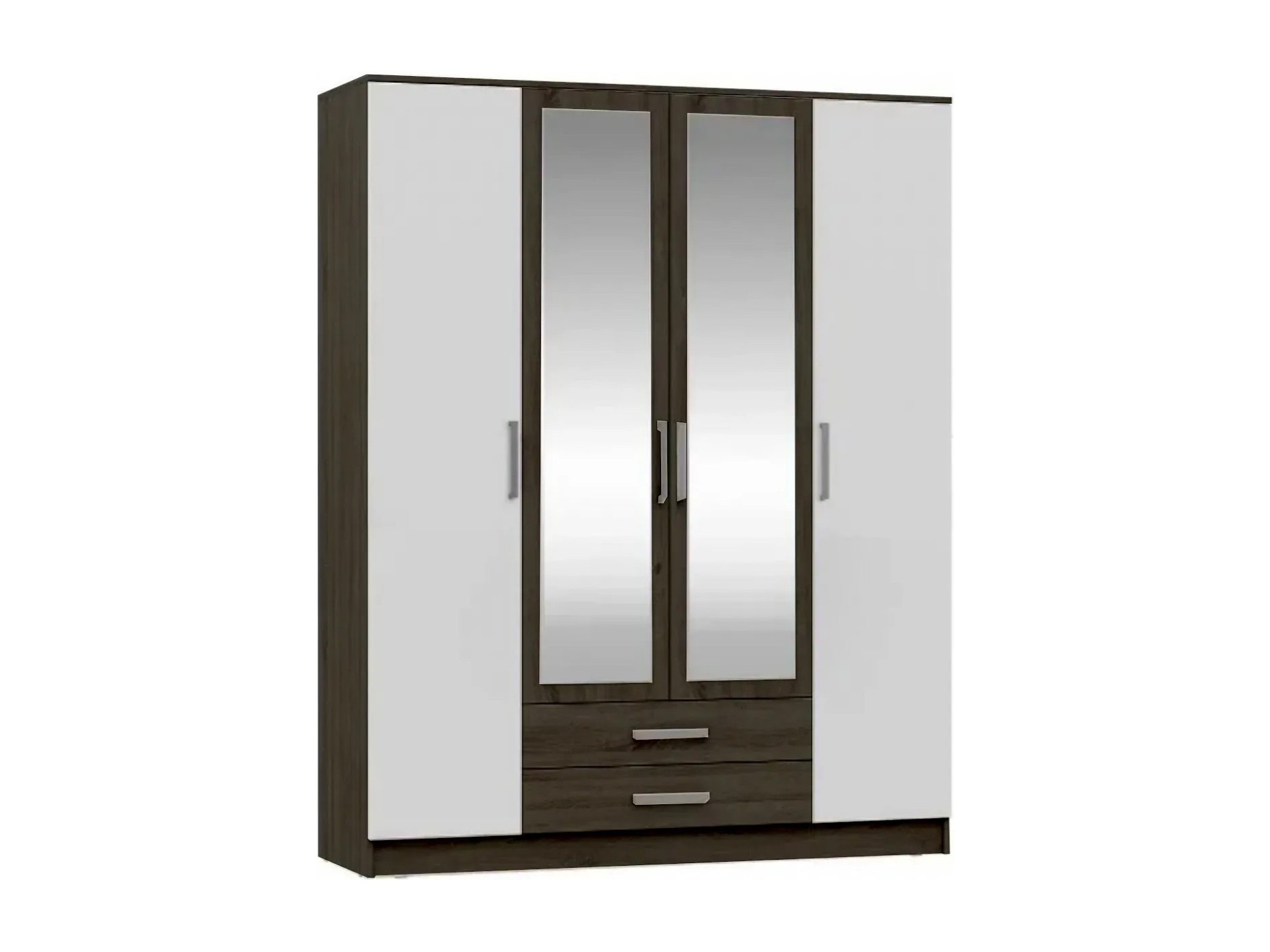 Мартина Шкаф для одежды 4-дверный (Венге / Белый) Коричневый темный, Белый, ЛДСП шкаф для одежды 2 х дверный роксана 1002 × 584 × 2198 мм цвет дуб венге