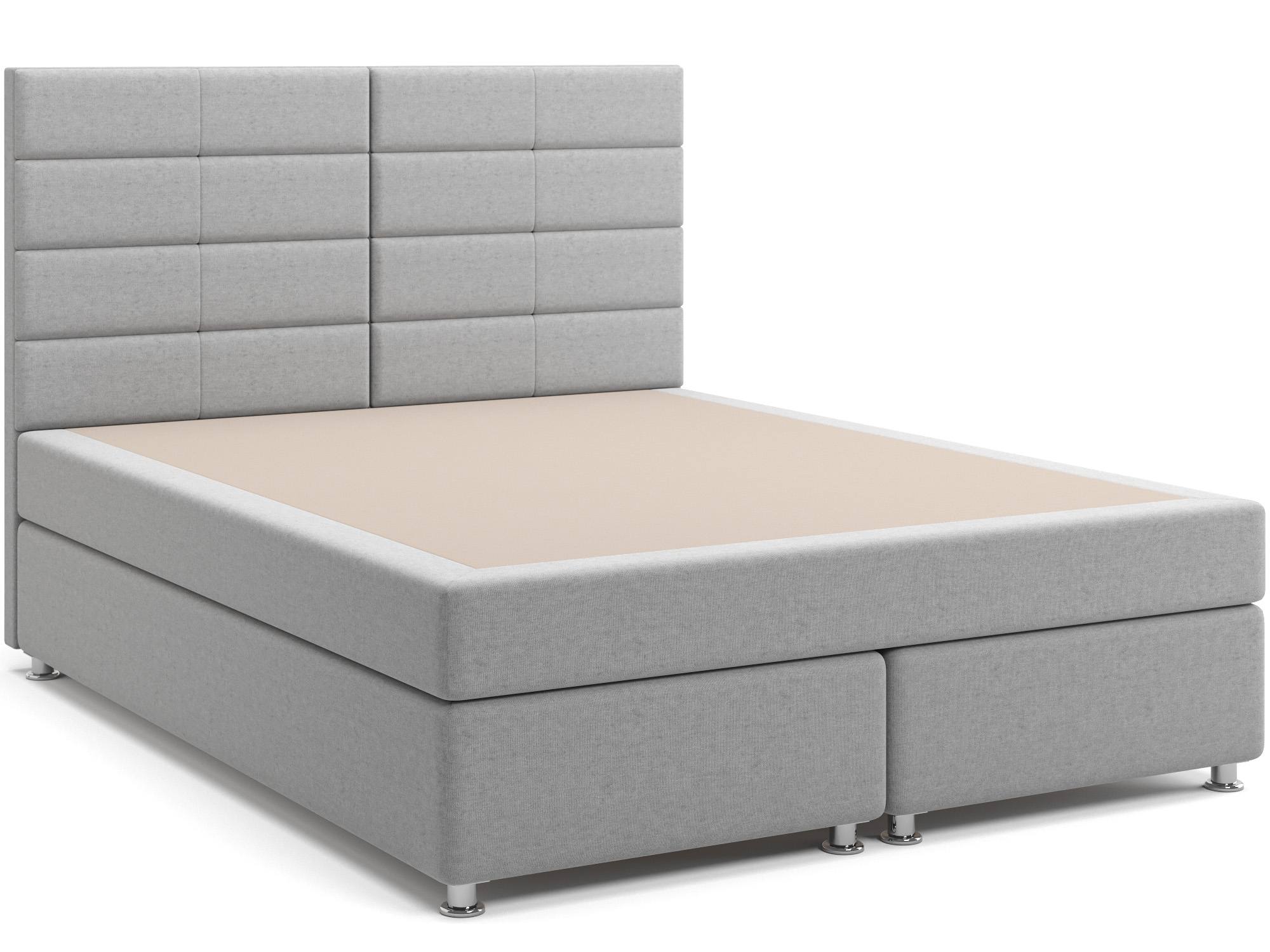 Кровать с матрасом и зависимым пружинным блоком Гаванна (160х200) Box Spring Светло-серый, ДСП, ДВП