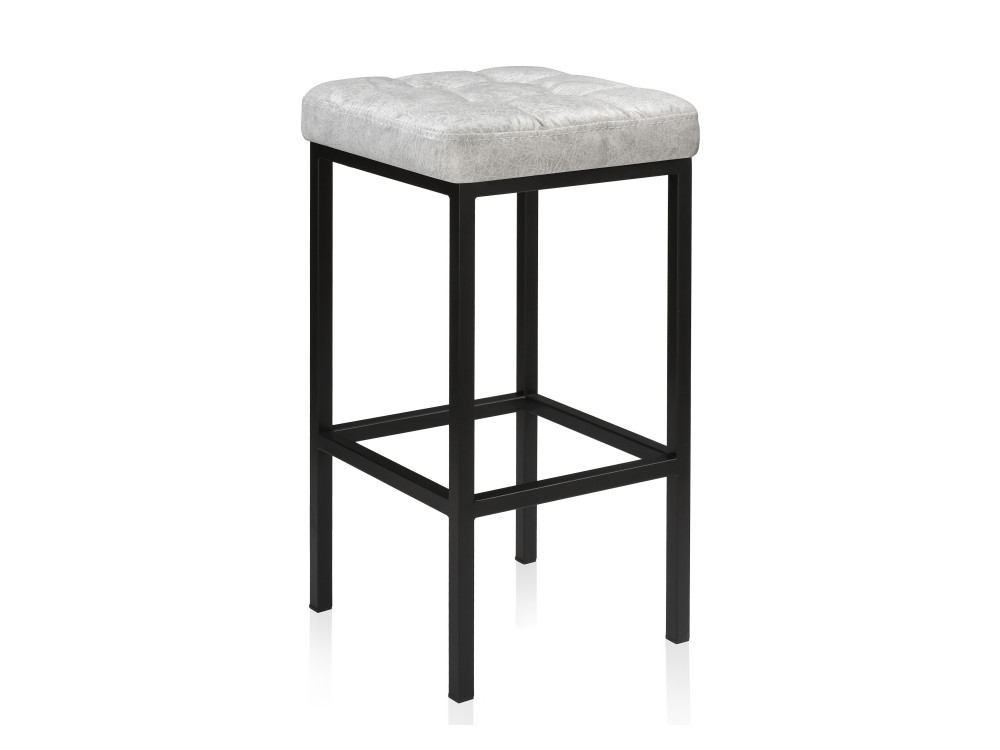 Лофт кожзам серый мрамор / черный матовый Барный стул Черный, Окрашенный металл стул барный tolix wood серебристый матовый серый