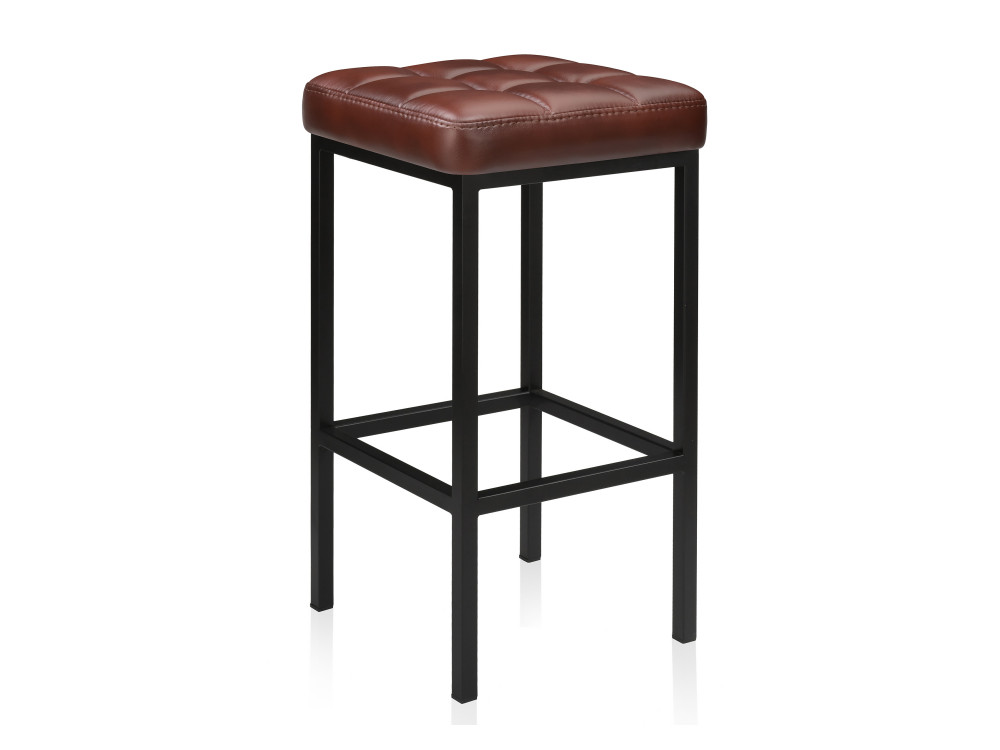 Лофт кожзам мустанг браун / черный матовый Барный стул Черный, Окрашенный металл over vintage brown барный стул коричневый окрашенный металл