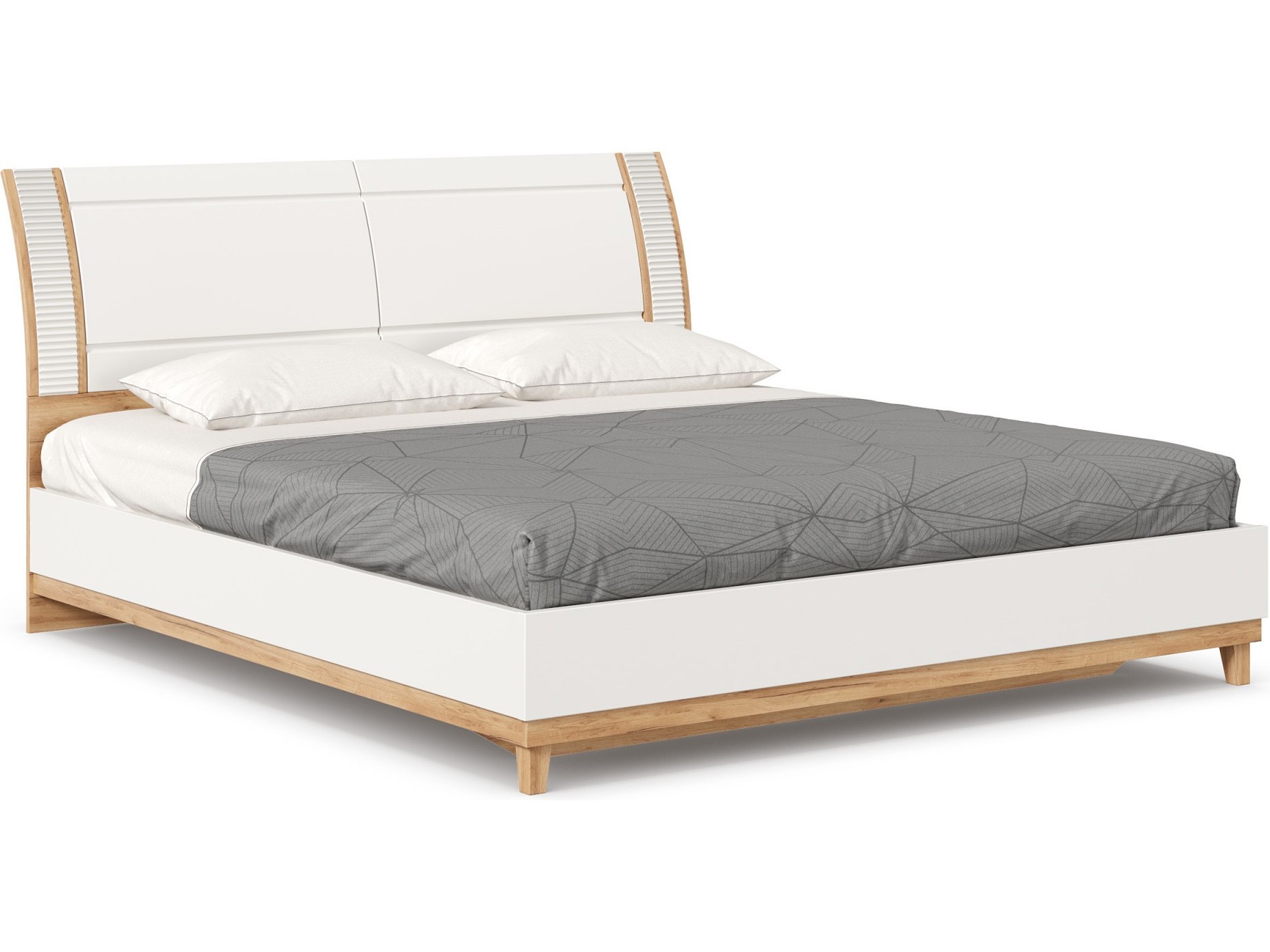 бари кровать двуспальная с кроватным основанием 1600 дуб золотой белый белый Бари Кровать двуспальная 1800 (Дуб Золотой/Белый) Белый