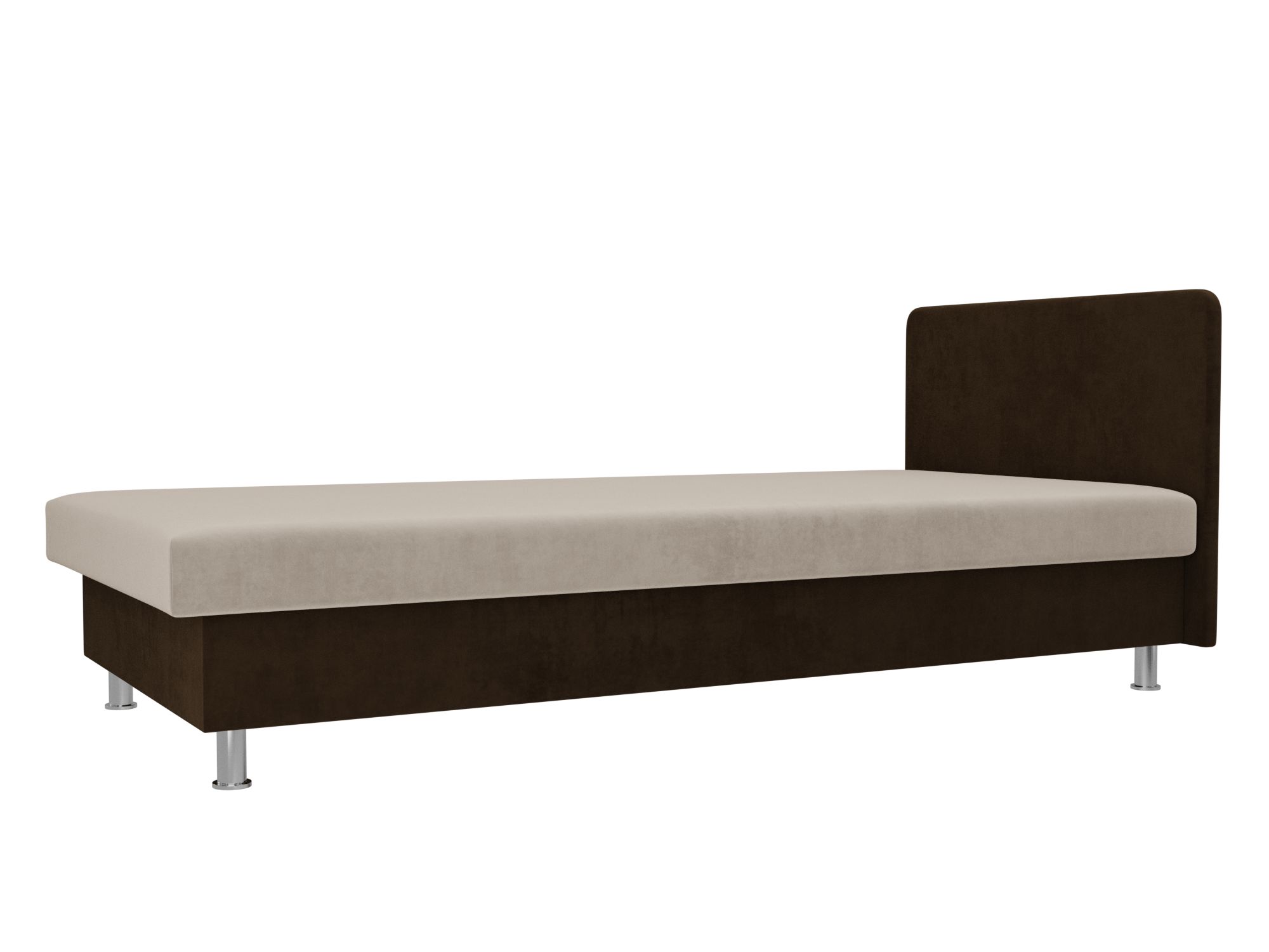 кровать камилла бежевый коричневый велюр Кровать Мальта (80х200) Бежевый, Коричневый, ЛДСП