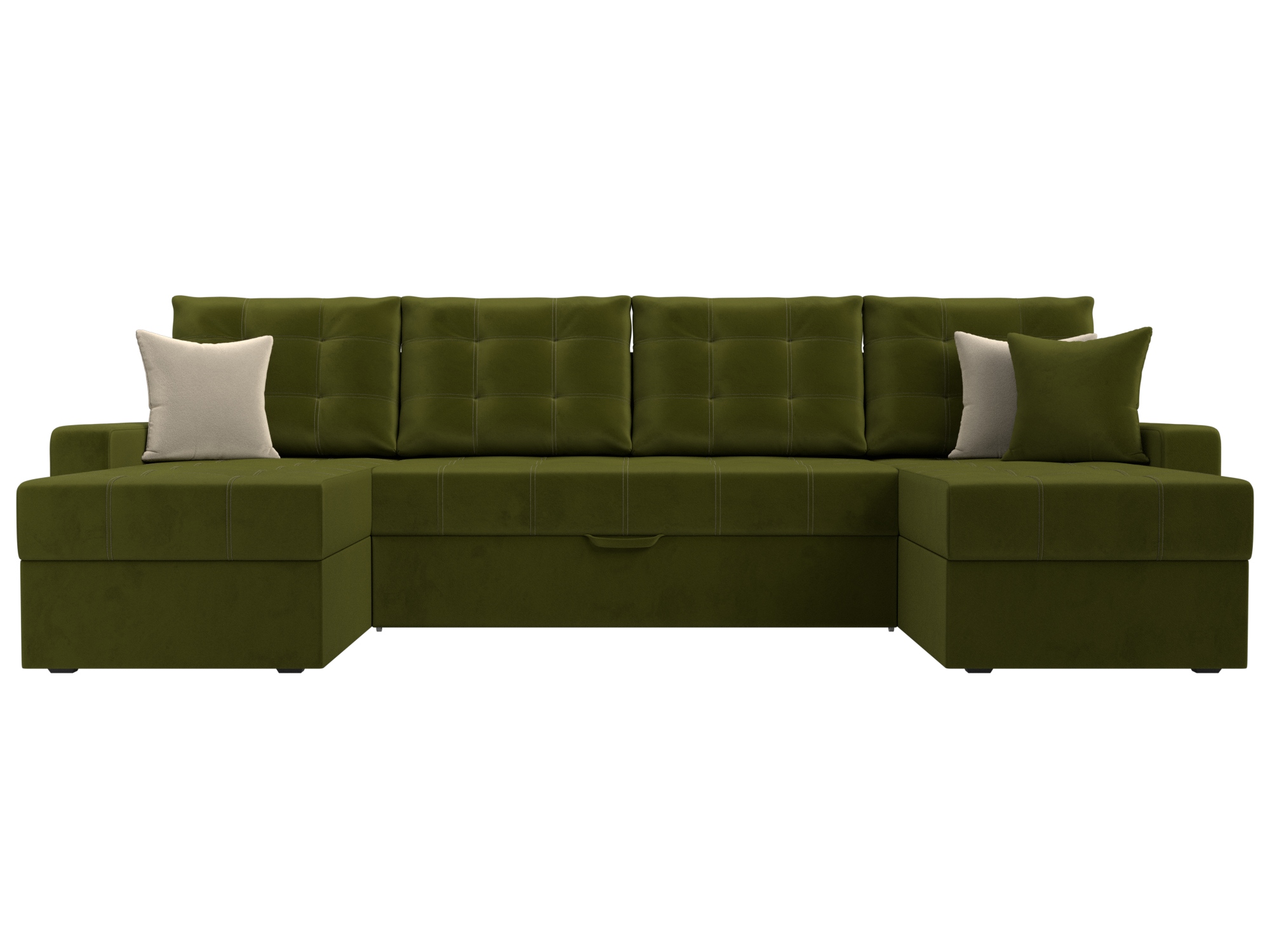Диван П-образный Ливерпуль П MebelVia Зеленый, Микровельвет, ДСП, ЛДСП п образный диван лига диванов п образный диван джастин микровельвет зеленый