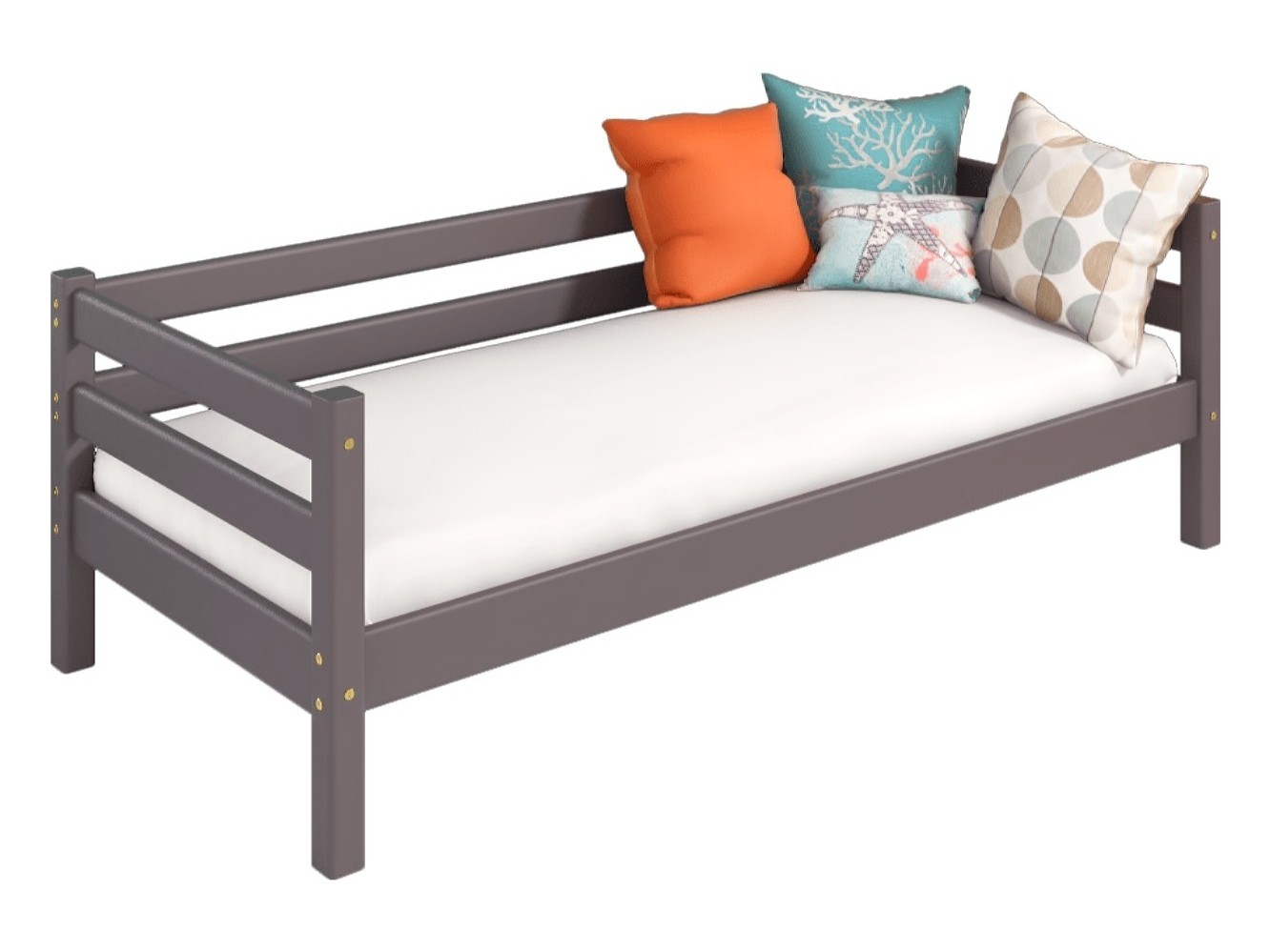 Кровать Соня (вариант 2) с задней защитой, лаванда Массив кровать соня вариант 11 низкая с прямой лестницей лаванда массив
