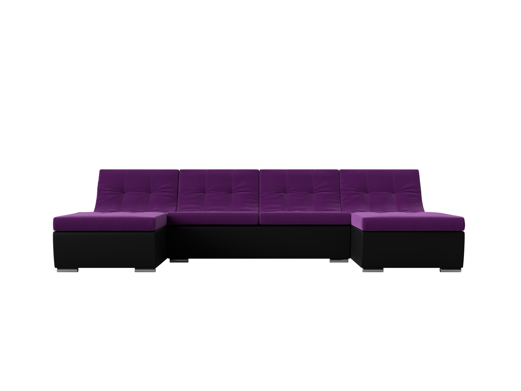 П-образный модульный диван Монреаль MebelVia Фиолетовый, Черный, Микровельвет, Экокожа, ЛДСП п образный модульный диван монреаль mebelvia фиолетовый черный микровельвет экокожа лдсп