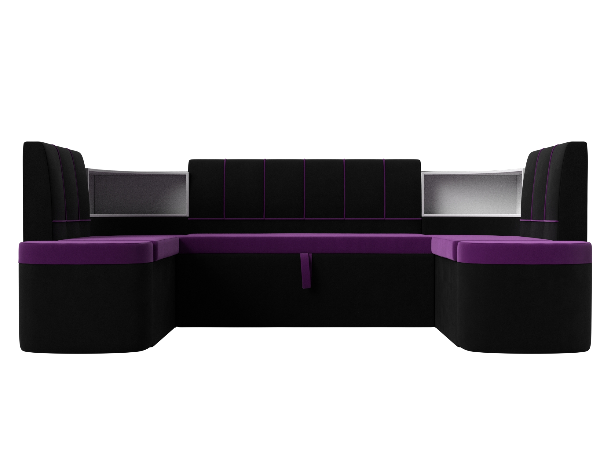 Кухонный п-образный диван Тефида Белый, ЛДСП кухонный угловой диван артмебель тефида микровельвет фиолетовый черный левый угол