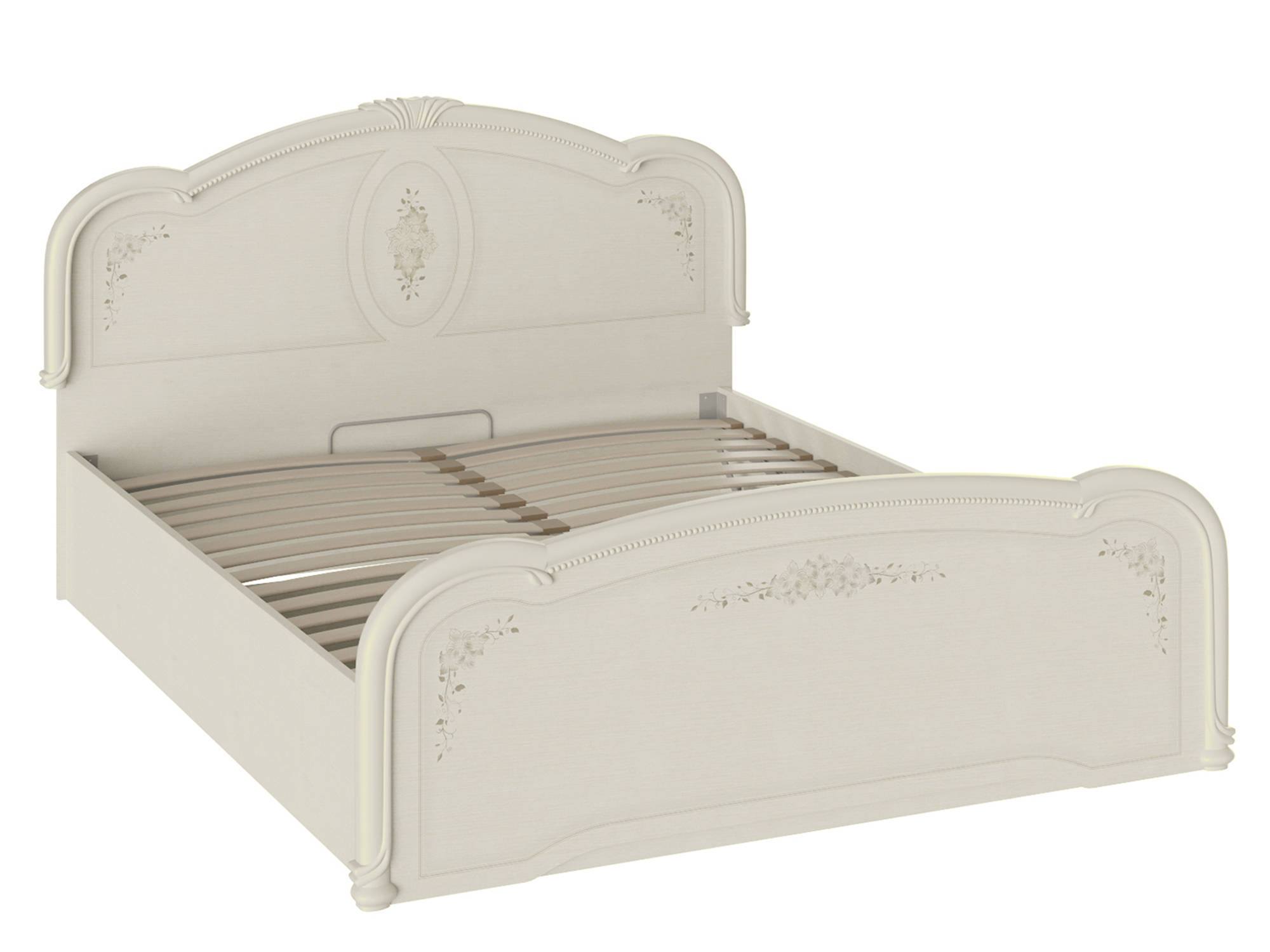 Кровать с ПМ Лорена (160х200) Штрихлак, Белый, ЛДСП, ППУ, Кромка ABS