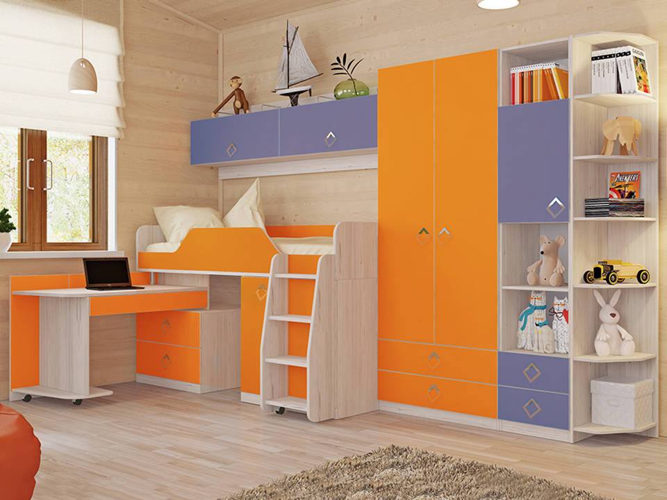 Детская Аватар 8 Манго, Лаванда, Оранжевый, Бежевый, ЛДСП шкаф для одежды и белья аватар манго оранжевый бежевый лдсп