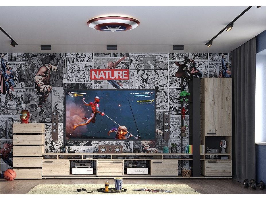 Гостиная Nature. Комплект 2, гаскон пайн Черный, Стекло