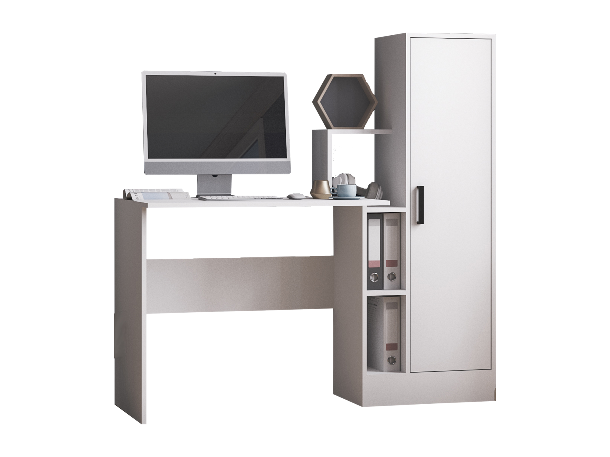 Компьютерный стол СКМ-2 Белый с тиснением древесные поры, Белый, ЛДСП