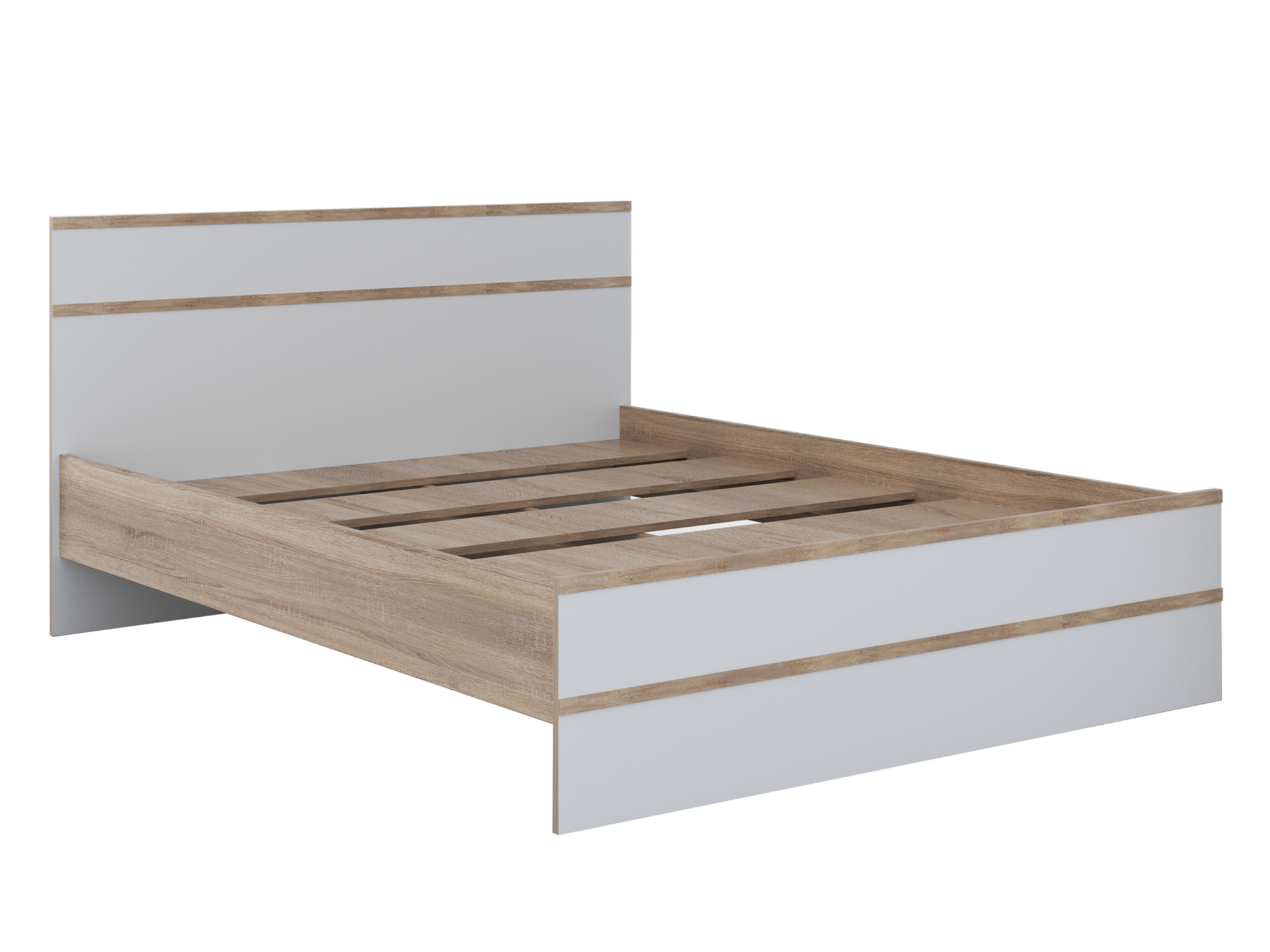 Кровать Сакура (140х200) Белый, Бежевый, ЛДСП