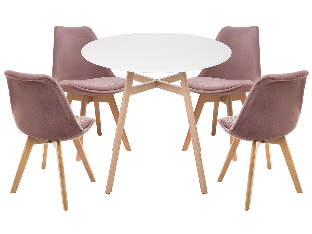 Арги 90 light purple / white / wood Обеденная группа Металл, МДФ